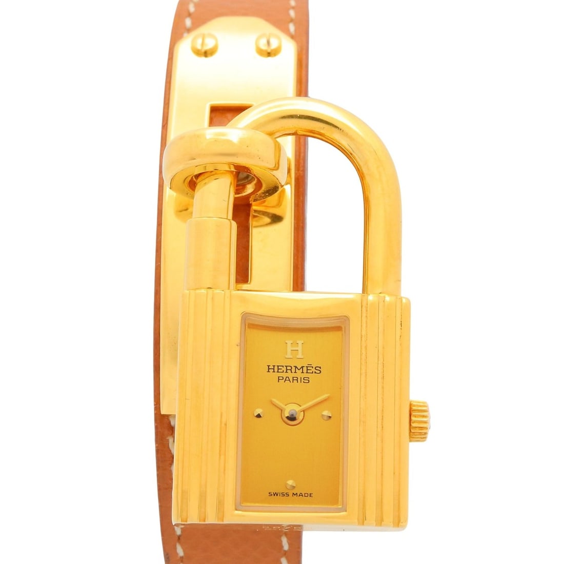 Hermes Kelly Watch, Gold Plated (GP), Leather Strap, Ladies' Champagne Color, KE1.201: --- Catalog ---Category: SizeWrist Size: 16cm / 6.29''Case Diameter: 20mm / 0.79''Category: DesignType: WristwatchGender: WomenColor (Dial): Champagne, GoldMaterial (Band): LeatherMaterial (Case): Gol