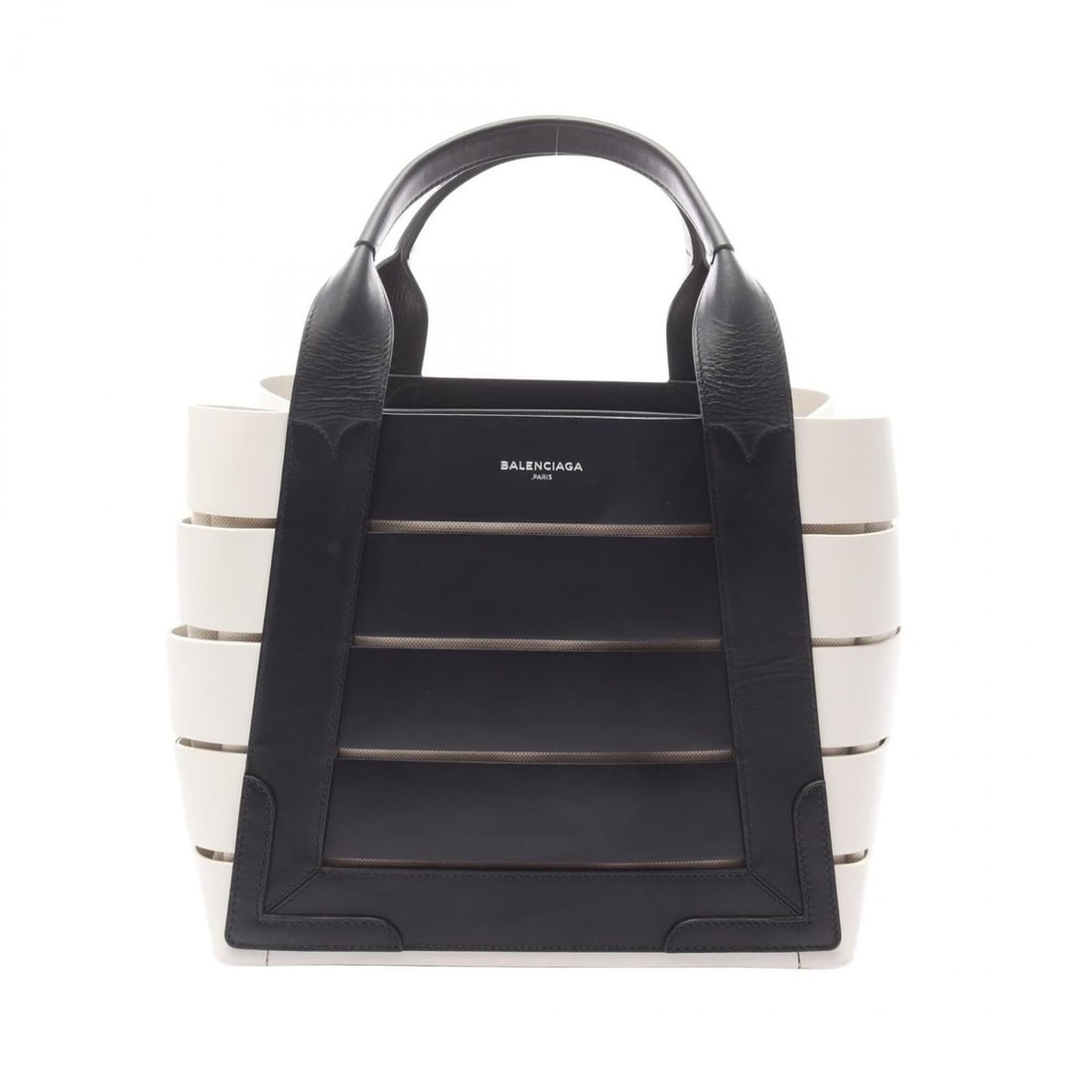 Balenciaga Marine Tote Bag, Handbag, Leather, Canvas, Women's, Black/White, 380691: --- Catalog ---Category: SizeSize (HxWxD): 25.5cm x 30cm x 17cm / 10.03'' x 11.81'' x 6.69''Category: DesignType: Handbag, Tote bagColor: Black, WhiteGender: WomenMaterial: Leather , Canvas Category: 
