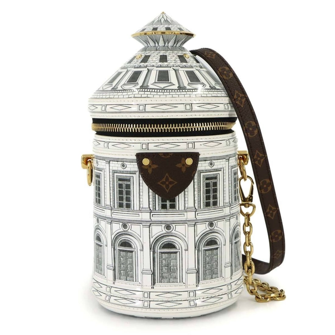 Louis Vuitton LVx Fornasetti Monogram Cannes 2-way Shoulder Handbag Patent Leather White Brown: --- Catalog ---Category: SizeSize (HxWxD): 25cm x 12.5cm x 12.5cm / 9.84'' x 4.92'' x 4.92''Category: DesignType: Handbag, Shoulder bagColor: Brown, WhiteGender: WomenMaterial: Monogram , Patent leath