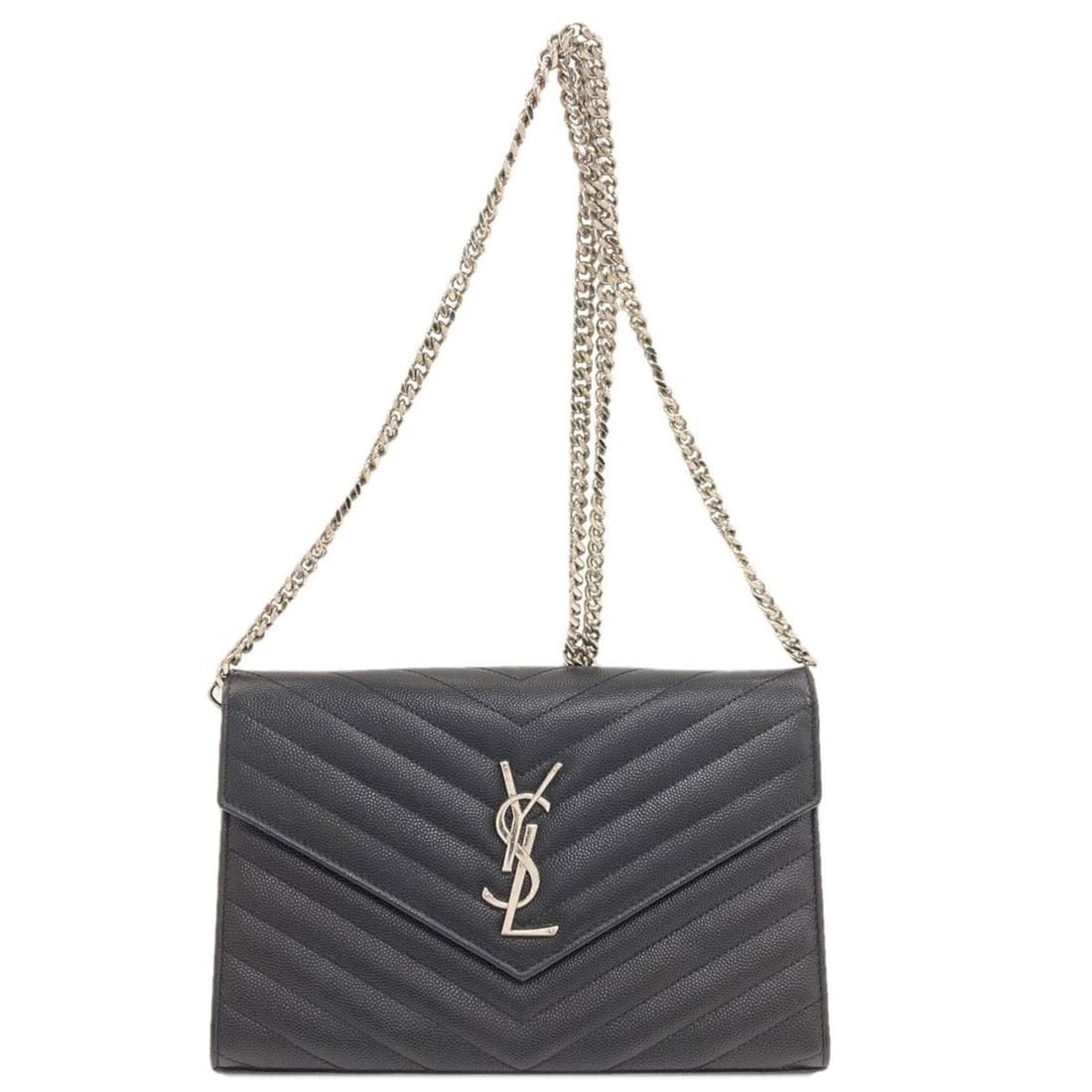 Yves Saint Laurent Chain Shoulder Bag, V-Stitch, Calfskin, Women's.: --- Catalog ---Category: SizeSize (HxWxD): 14cm x 22cm x 3cm / 5.51'' x 8.66'' x 1.18''Category: DesignType: Shoulder bagColor: BlackGender: WomenCategory: GeneralBrand: Yves Saint Laurent--- Item Lis