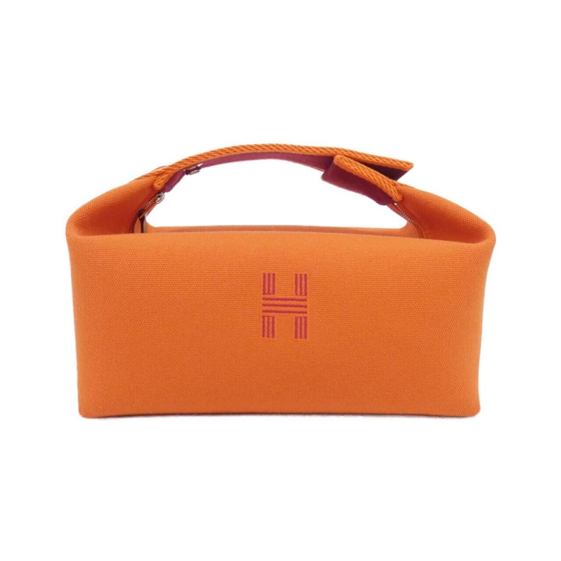 Hermes Bride à Black PM 103222M Handbag Pouch: --- Catalog ---Category: SizeSize (HxWxD): 11.5cm x 20.5cm x 12cm / 4.52'' x 8.07'' x 4.72''Category: DesignType: PouchColor: Feu, OrangeGender: WomenMaterial: Canvas Hardware Color: SilverCategory: G