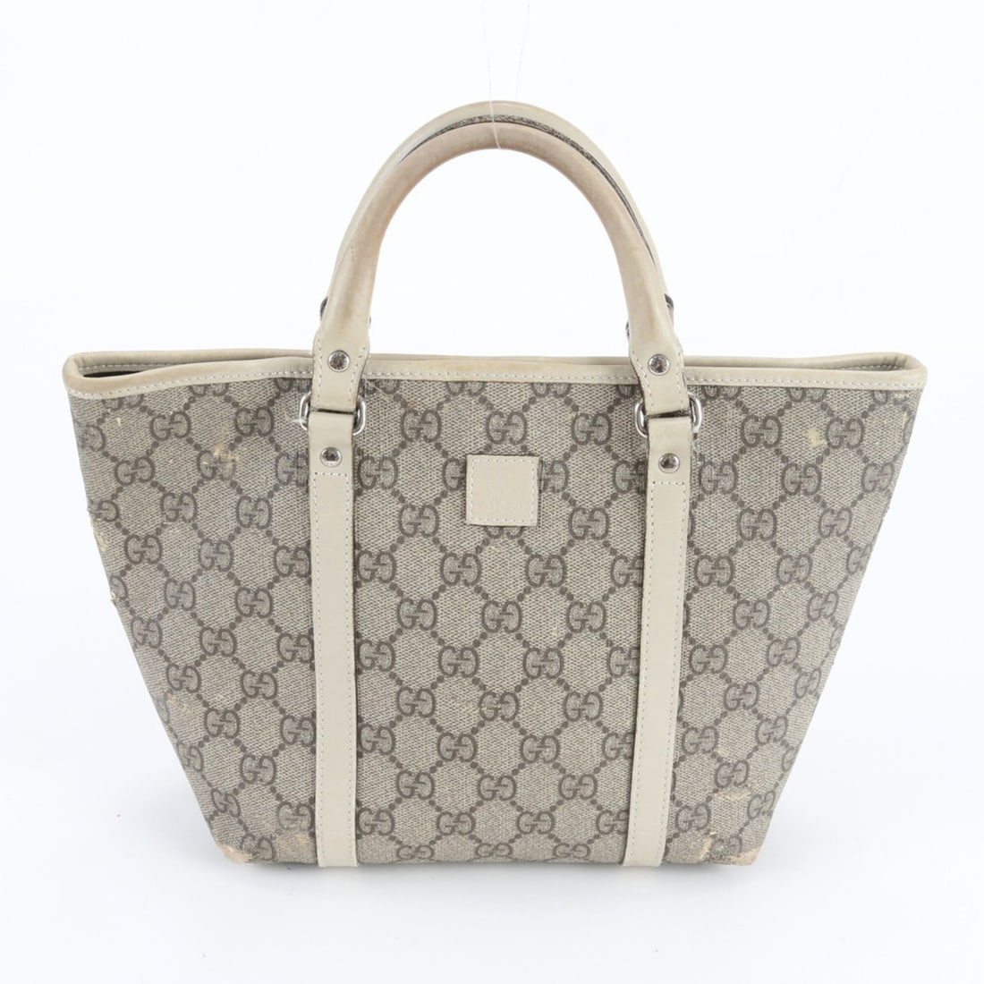 Gucci GG Supreme 297557 Leather Handbag Tote Bag, Beige, Women's: --- Catalog ---Category: SizeSize (HxWxD): 19cm x 20cm x 10cm / 7.48'' x 7.87'' x 3.93''Category: DesignType: Handbag, Tote bagColor: Beige, WhiteGender: WomenMaterial: Leather , Coated canvas Categor
