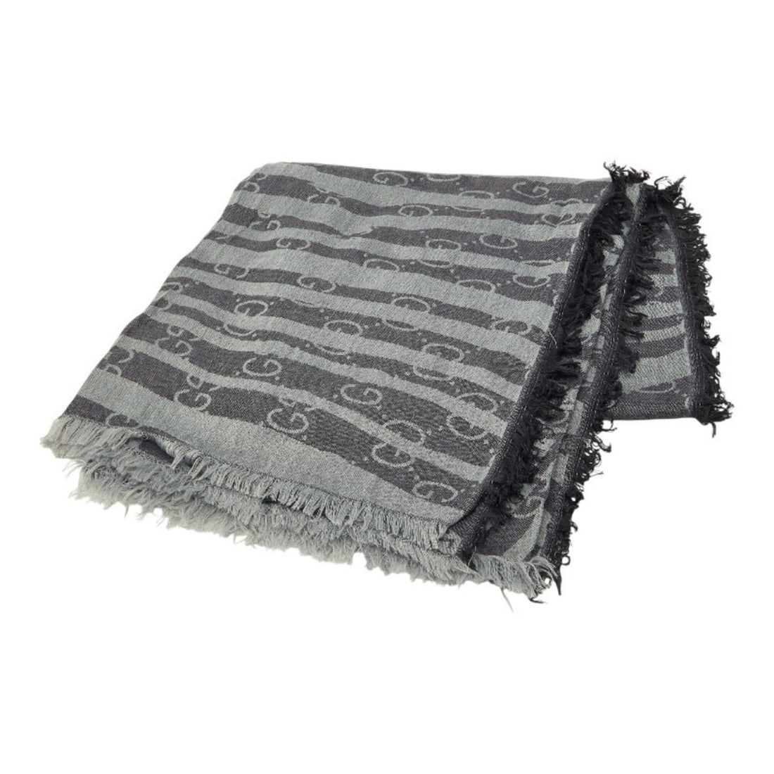 Gucci GG Fringe Large Stole, Gray Silk Wool, Women's GUCCI (1 of 13)