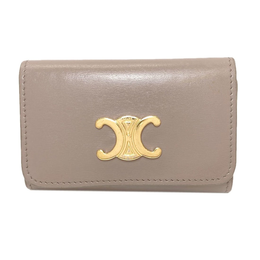 Celine Triomphe Key Case, Calfskin, Women's: --- Catalog ---Category: DesignType: KeycaseColor: GrayishGender: WomenCategory: GeneralBrand: CelineCategory: Physical PropertiesSize (HxWxD): 7cm x 10.5cm x 1.5cm / 2.75'' x 4.13'' x 0.59''--- Item 