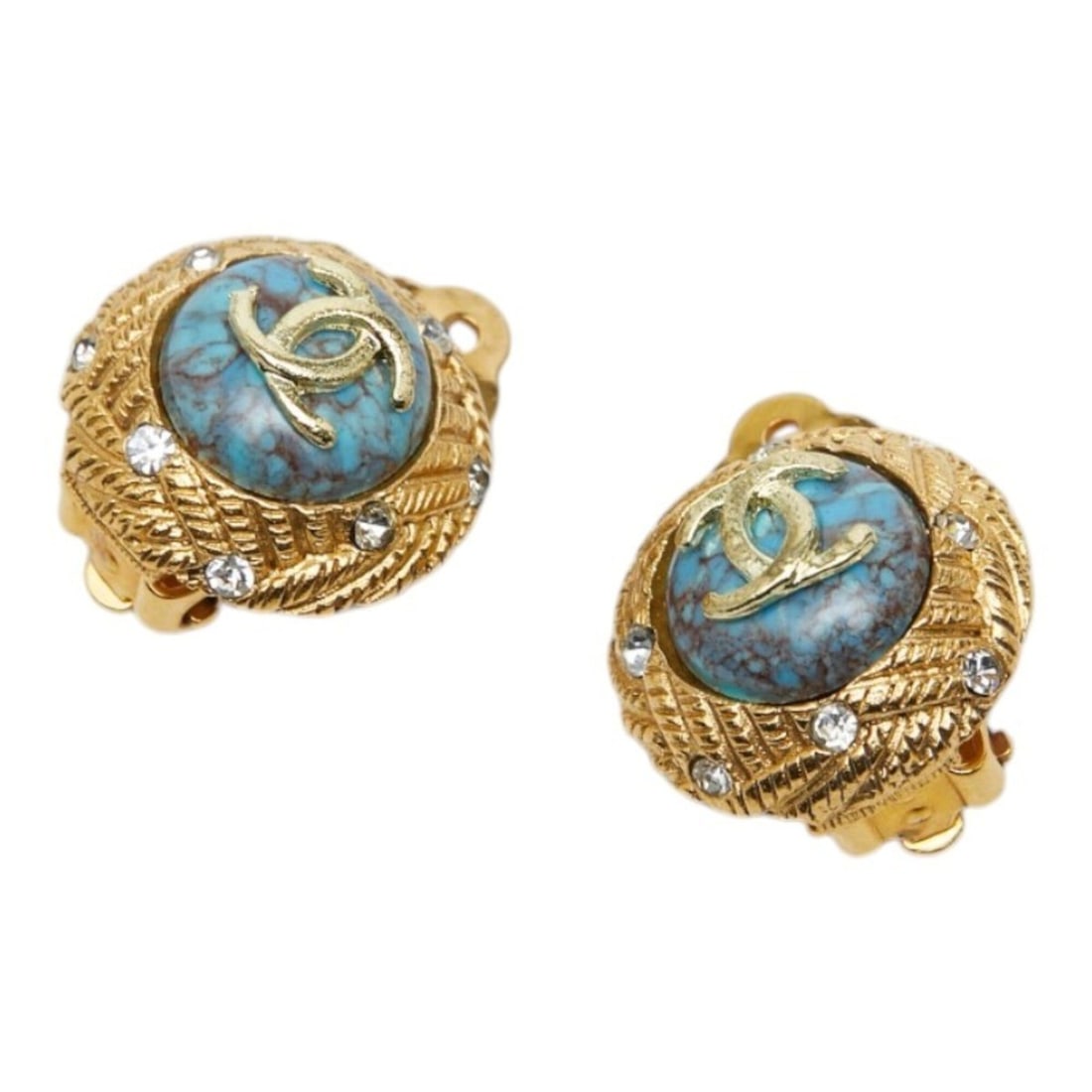 Chanel Coco Mark Rhinestone Earrings Metal Women's CHANEL (1 of 12)