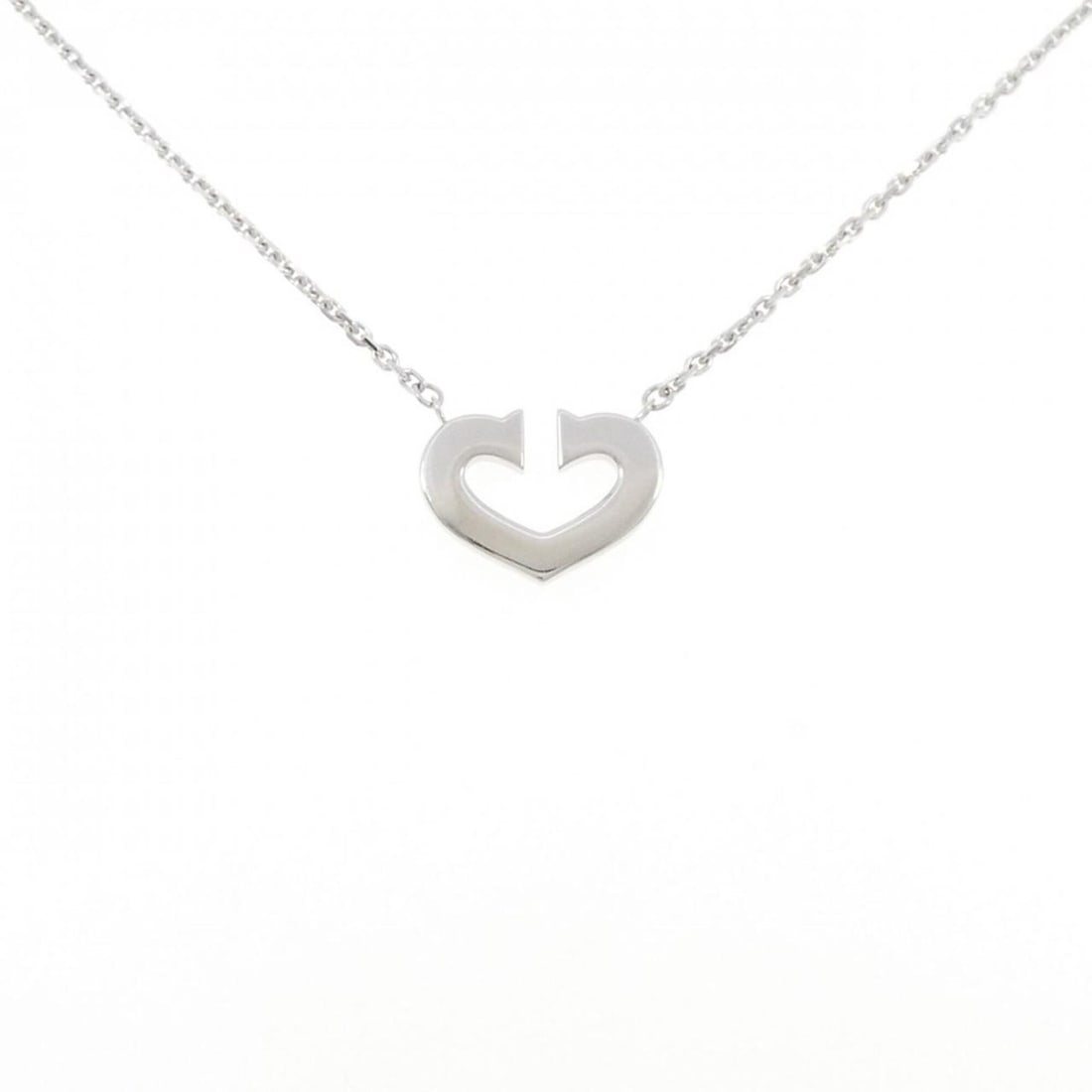 Cartier C Heart Necklace: --- Catalog ---Category: SizeWidth: 1.4mm / 0.06''Weight: 7.8g / 0.27oz.Pendant Size: 12.2mm x 16.6mm / 0.48'' x 0.65''Neck Circumference: 40 cm / 15.74''Category: DesignGender: WomenMaterial: White g