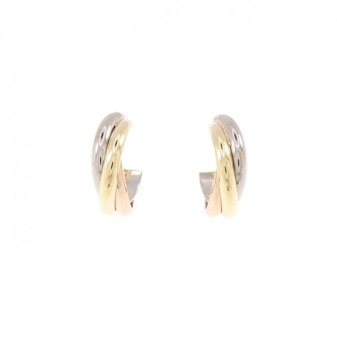 Cartier Trinity Small Earrings: --- Catalog ---Category: SizeSize (HxWxD): 12.70mm x 4.00mm / 0.50'' x 0.16''Category: DesignType: Stud earringsColor: Gold, SilverGender: WomenMaterial: Pink gold (18K), White gold (18K), Yellow gold