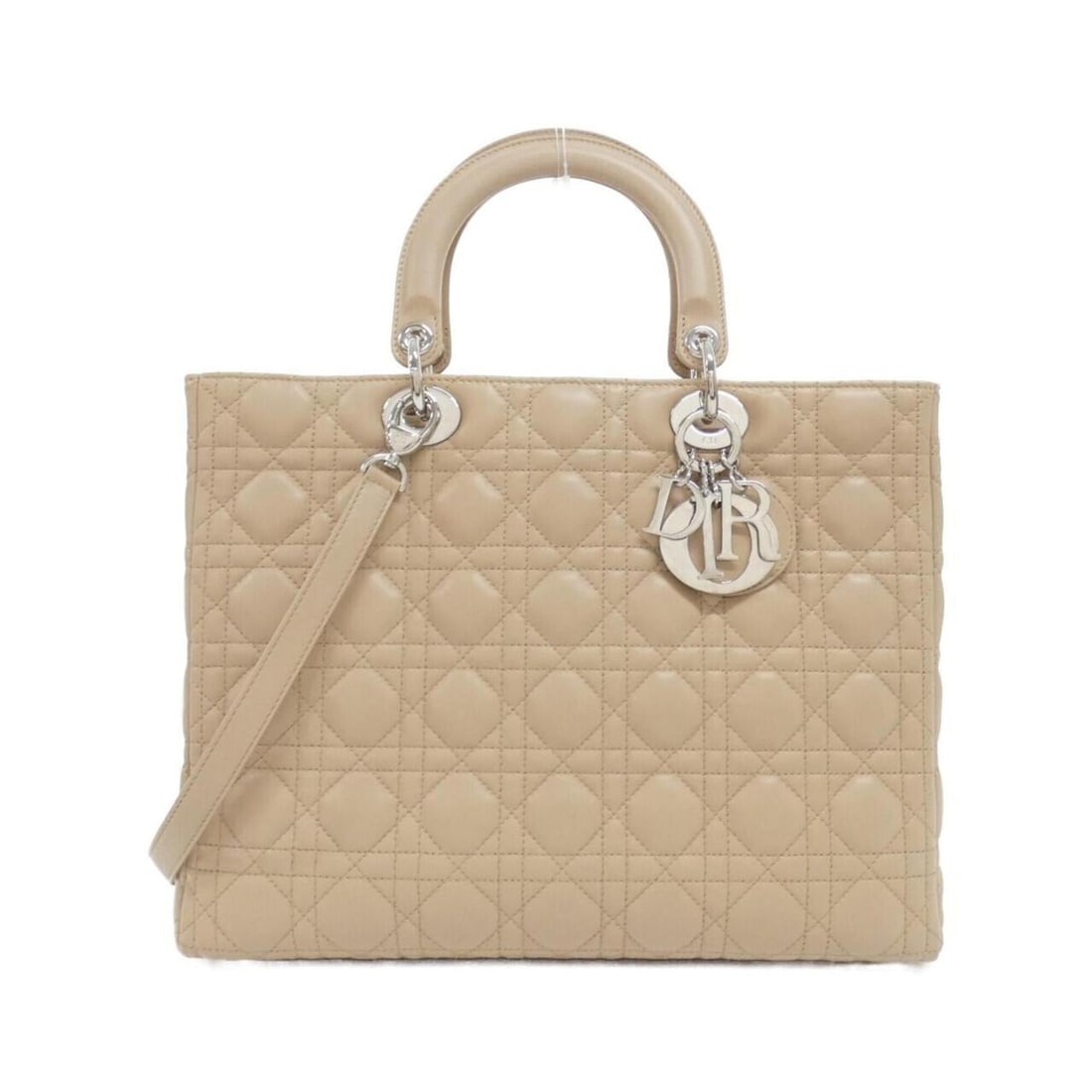 Christian Dior Lady Large CAL44561 Handbag: --- Catalog ---Category: SizeSize (HxWxD): 24cm x 32cm x 12cm / 9.44'' x 12.59'' x 4.72''Category: DesignType: HandbagColor: BeigeGender: WomenMaterial: Leather Leather/Fur Type: LambskinCategory: Gen