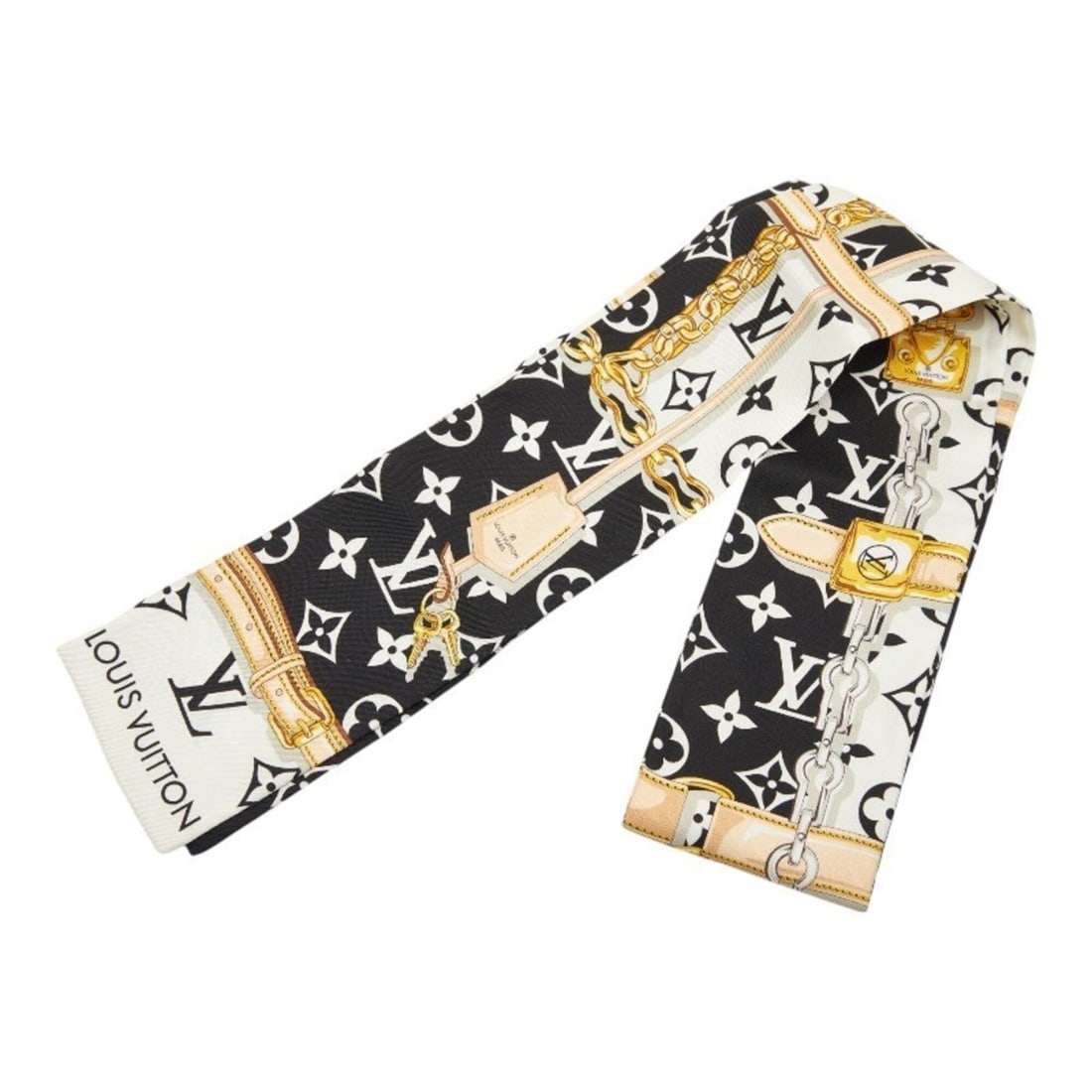 Louis Vuitton Bandeau Monogram Confidential Scarf/Muffler, Black and White Silk, Women's.: --- Catalog ---Category: SizeSize (LxW): 8cm x 1.18m / 3.14'' x 46.45''Category: DesignType: ScarfColor: Black, WhiteGender: WomenMaterial: Silk Category: GeneralLine: MonogramBrand: Louis Vuitton--- 