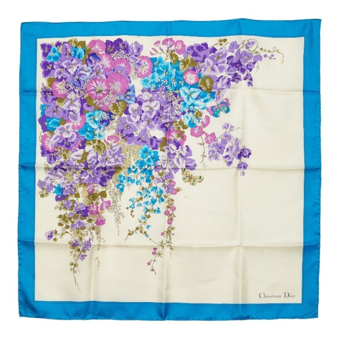 Christian Dior Dior Floral Botanical Scarf/Muffler, Blue Multicolor Silk, Women's: --- Catalog ---Category: SizeSize (LxW): 67cm x 67cm / 26.37'' x 26.37''Category: DesignType: ScarfColor: Blue, Multi-colorGender: WomenMaterial: Silk Category: GeneralBrand: Christian Dior--- Item Li