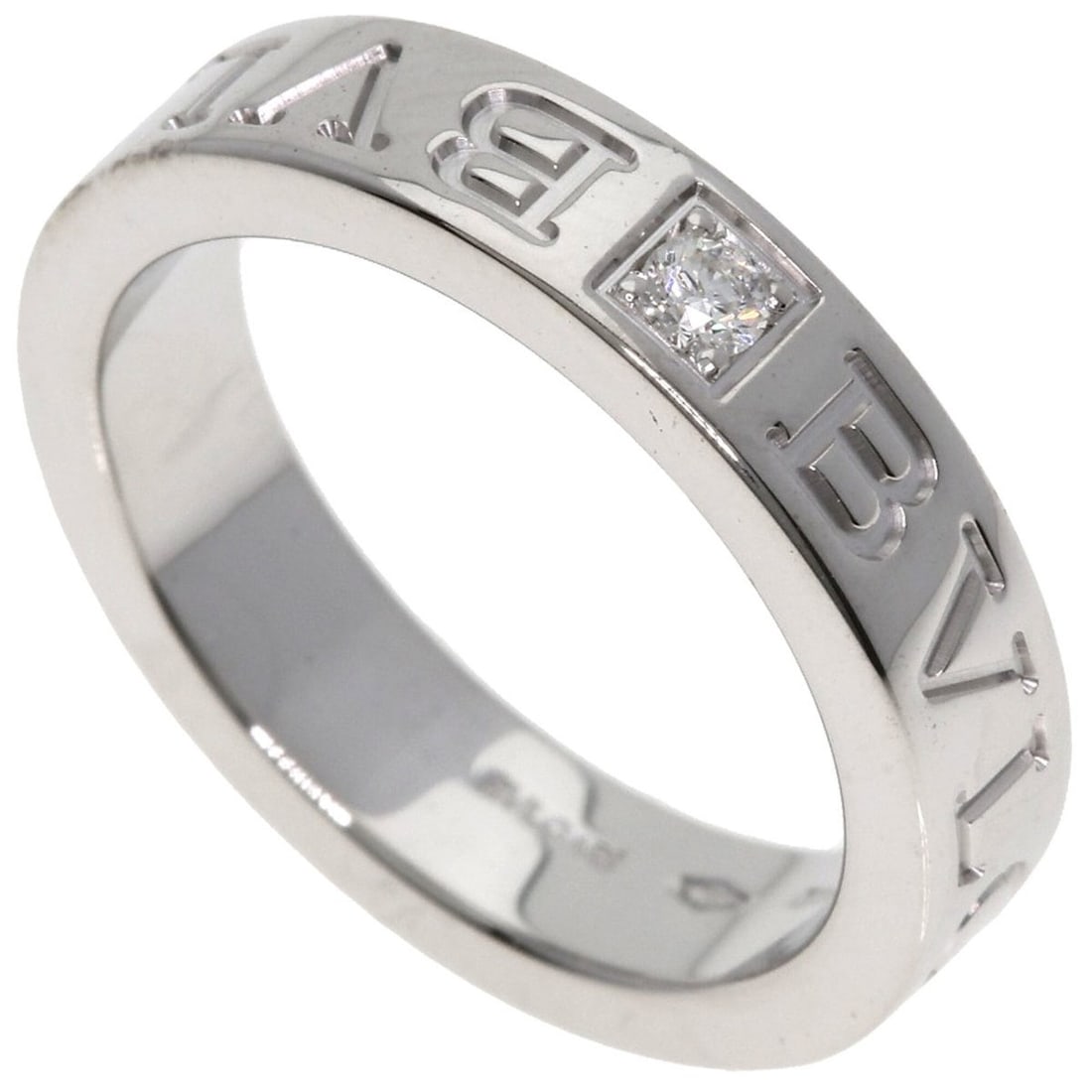 Bulgari Double Logo Diamond Ring, 18K White Gold, Women's BVLGARI: --- Catalog ---Category: SizeJP Size: 7US Size: 4Category: DesignType: Band ringGender: WomenMaterial: White gold (18K)Category: GeneralBrand: Bvlgari--- Item List ---Section: ConditionRanking: Rank A