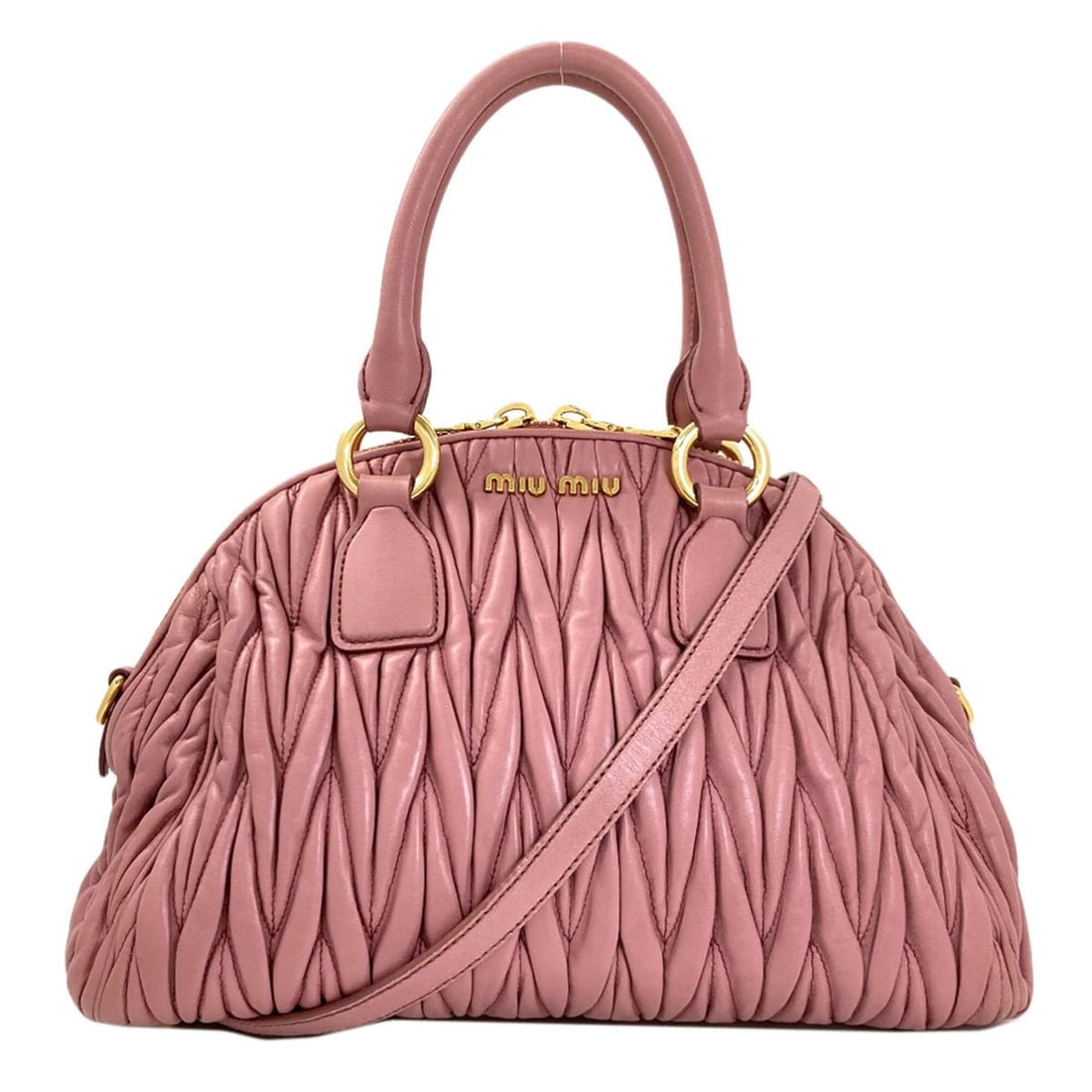 Miu Miu Miu Matelassé 2-Way Handbag, Calfskin, Women's MIUMIU: --- Catalog ---Category: SizeSize (HxWxD): 22cm x 31cm x 15cm / 8.66'' x 12.2'' x 5.9''Category: DesignType: HandbagColor: PinkGender: WomenMaterial: Leather Leather/Fur Type: CalfskinCategory: Genera