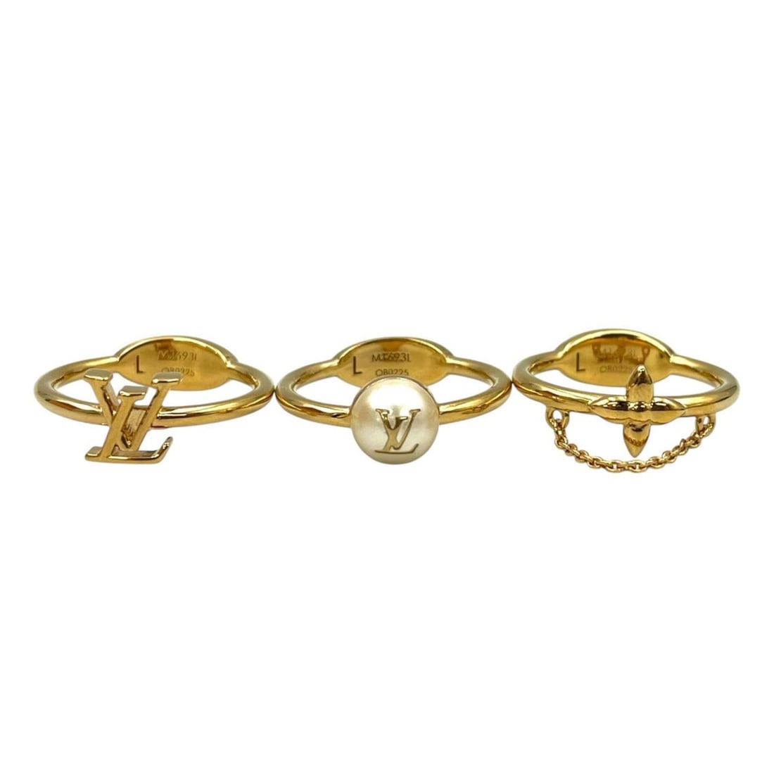 Louis Vuitton Blooming Pearl Rings, Set of 3, M1693L, GP, Women's: --- Catalog ---Category: SizeJP Size: 16,18,20US Size: 8,9,10Category: DesignType: Band ringColor: GoldGender: WomenMaterial: Gold platingCategory: GeneralMPN: M1693LBrand: Louis Vuitton--- Item List 