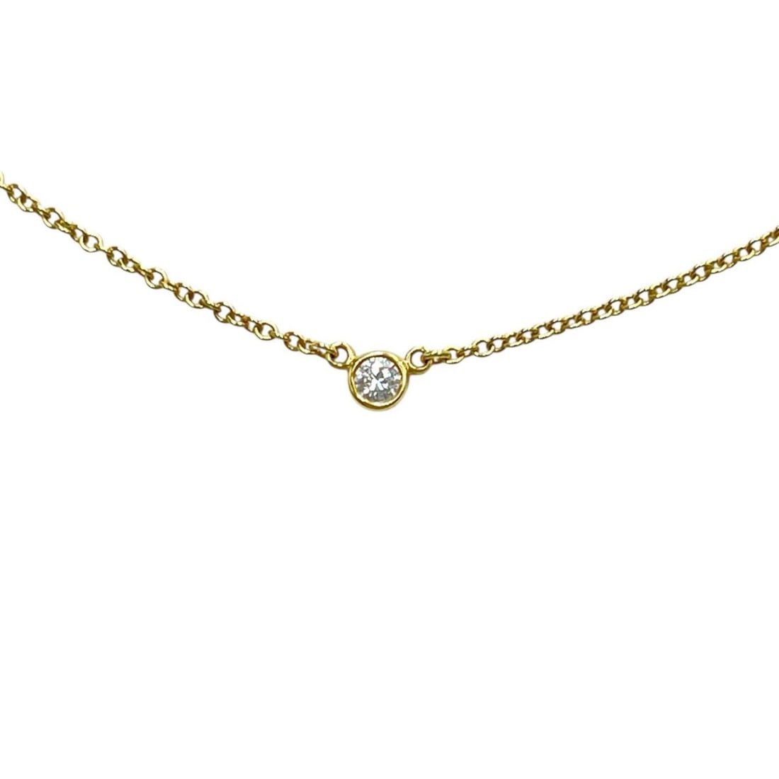 Tiffany & Co. By the Yard Necklace, 18K Yellow Gold/1P Diamond, Women's: --- Catalog ---Category: SizePendant Size: 4mm x 4mm / 0.15'' x 0.15''Neck Circumference: 40 cm / 15.74''Category: DesignColor: YellowGender: WomenMaterial: Yellow gold (18K)Necklace Type: NecklaceCat