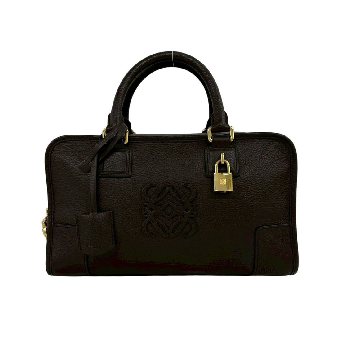 LOEWE Amazona 28 Anagram Logo Patch Leather Handbag Boston Bag Brown 55044: --- Catalog ---Category: SizeSize (HxWxD): 16.5cm x 29cm x 11.5cm / 6.49'' x 11.41'' x 4.52''Category: DesignType: Boston bag, HandbagColor: BrownGender: WomenMaterial: Leather Category: GeneralBrand: