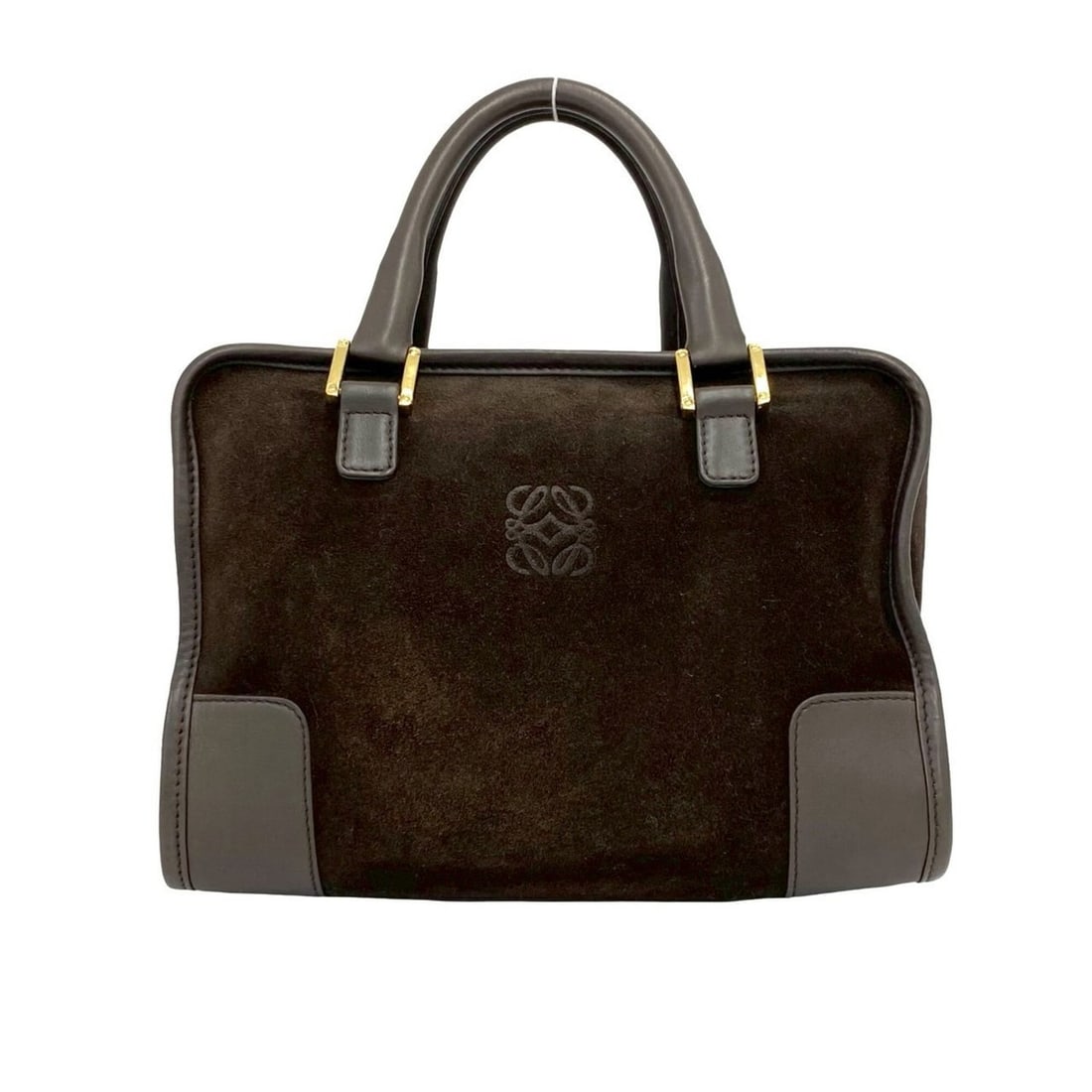 LOEWE Vintage Amazona 28 Anagram Logo Suede Leather Handbag Mini Boston Bag Brown 56342: --- Catalog ---Category: SizeSize (HxWxD): 20cm x 27cm x 12cm / 7.87'' x 10.62'' x 4.72''Category: DesignType: Boston bag, HandbagColor: BrownGender: WomenMaterial: Suede , Leather Category: GeneralBr