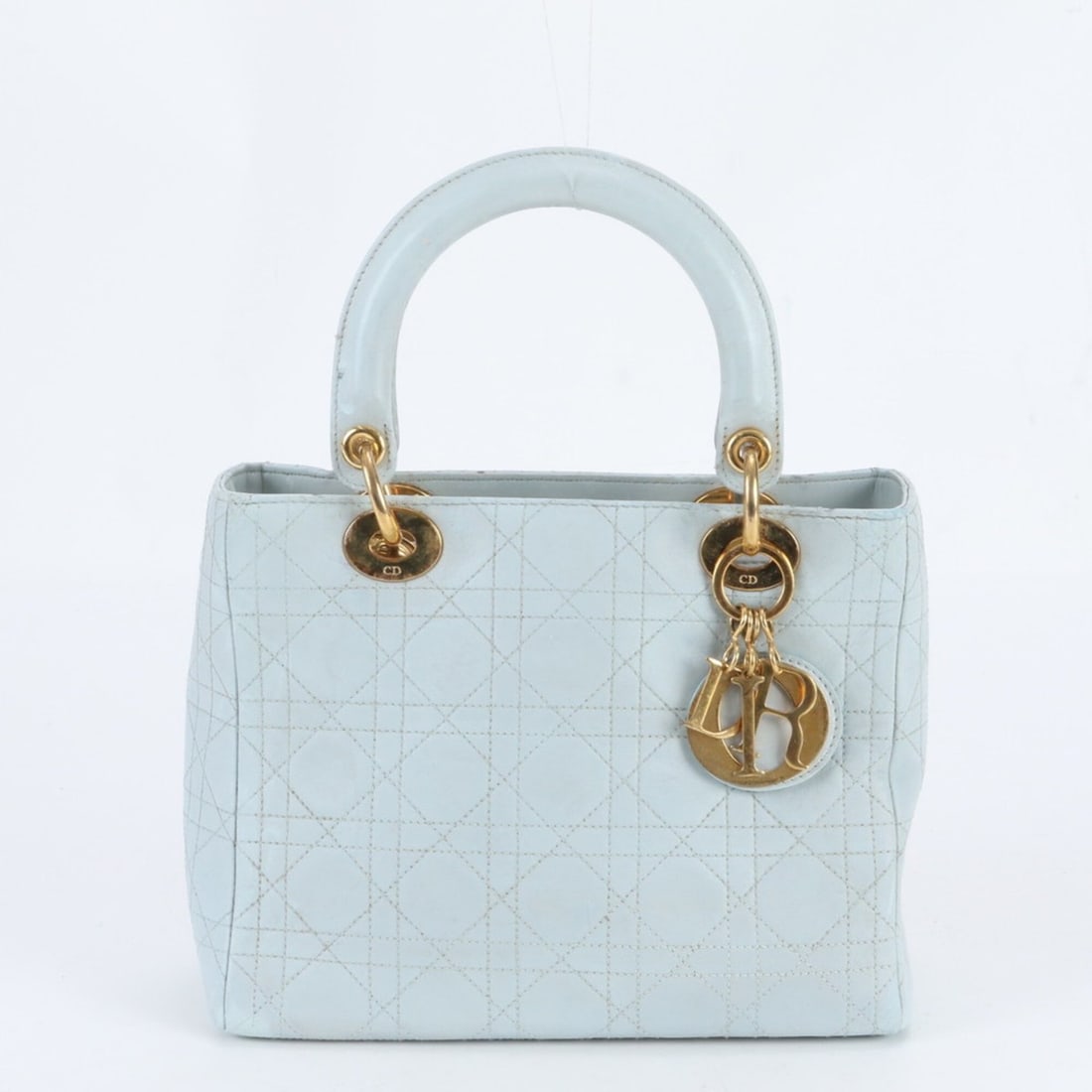 Christian Dior Cannage Lady Leather Handbag Tote Bag with Gold Hardware - Women's: --- Catalog ---Category: SizeSize (HxWxD): 19cm x 24cm x 12cm / 7.48'' x 9.44'' x 4.72''Handle Length: 32cm / 12.59''Category: DesignType: Handbag, Tote bagColor: BlueGender: WomenMaterial: Leather Ca