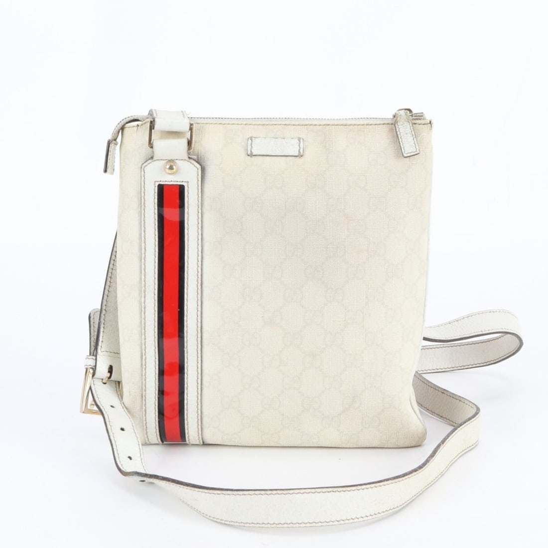 Gucci GG Supreme Sherry Line 153244 Leather Shoulder Bag, Crossbody Bag for Women: --- Catalog ---Category: SizeSize (HxWxD): 26cm x 23cm x 2cm / 10.23'' x 9.05'' x 0.78''Strap Length: 134cm / 52.75''Category: DesignType: Shoulder bagColor: Off-whiteGender: WomenMaterial: Leather , 
