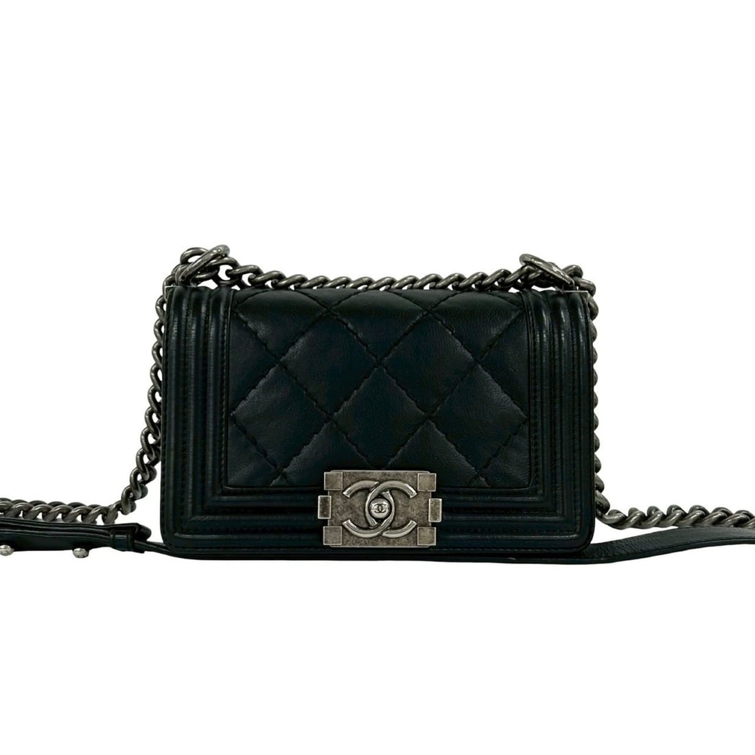 CHANEL Boy Chanel Coco Mark Calf Leather Mini Shoulder Bag Black 37801: --- Catalog ---Category: SizeSize (HxWxD): 12.5cm x 19.5cm x 6cm / 4.92'' x 7.67'' x 2.36''Category: DesignType: Shoulder bagColor: BlackGender: WomenMaterial: Leather Category: GeneralBrand: Chanel--