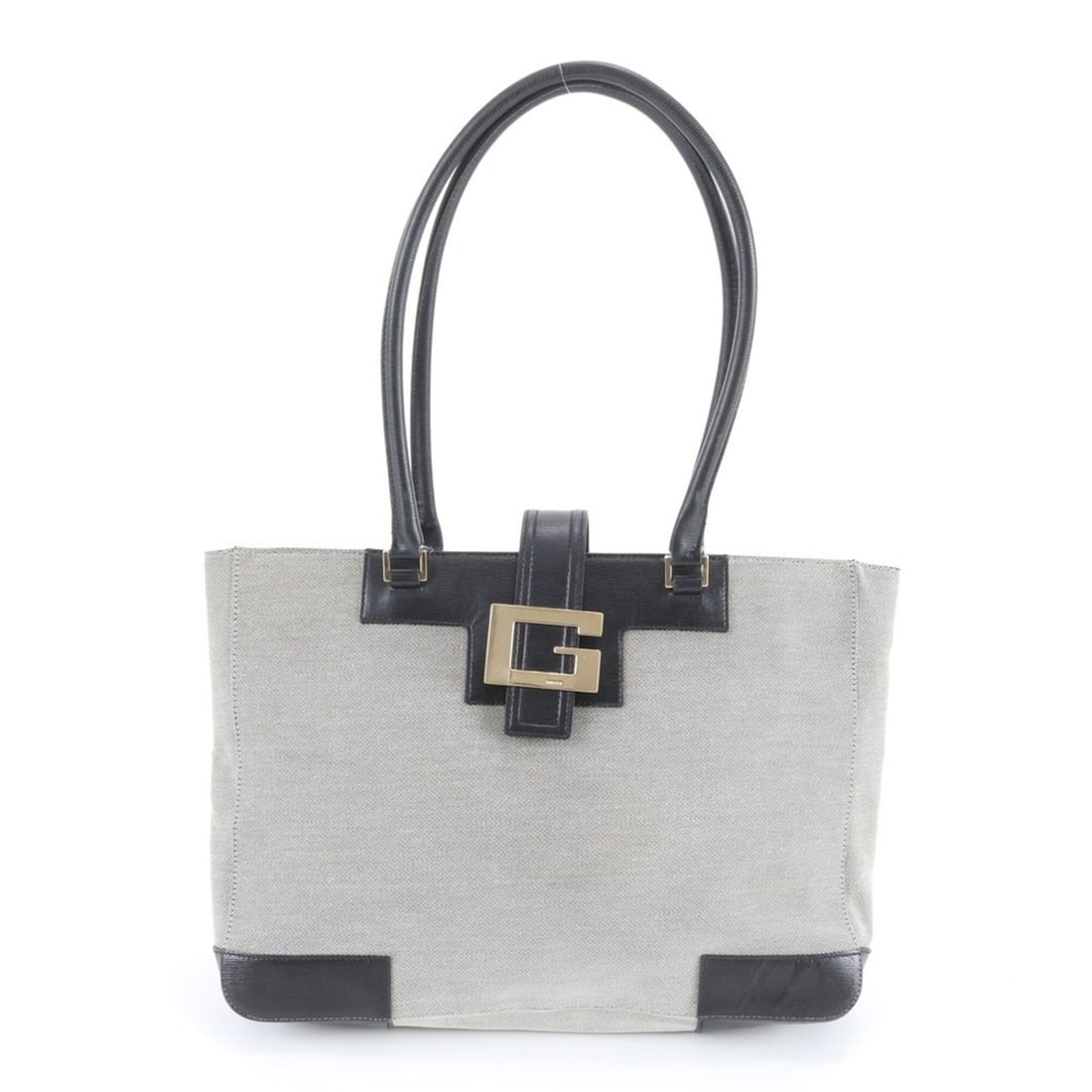 Gucci G-logo 002 1109 Leather Tote Bag, Handbag, Shoulder Gray/Black, Women's: --- Catalog ---Category: SizeSize (HxWxD): 24cm x 32cm x 7cm / 9.44'' x 12.59'' x 2.75''Strap Length: 61cm / 24.01''Category: DesignType: Handbag, Tote bagColor: Black, GrayGender: WomenMaterial: Leat