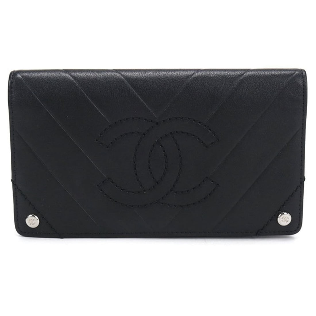 CHANEL Women's Bi-fold Long Wallet, Black: --- Catalog ---Category: SizeSize (HxWxD): 10.5cm x 18cm x 1.5cm / 4.13'' x 7.08'' x 0.59''Category: DesignType: Long wallet (bi-fold)Color: BlackGender: WomenMaterial: Leather Category: GeneralBrand: