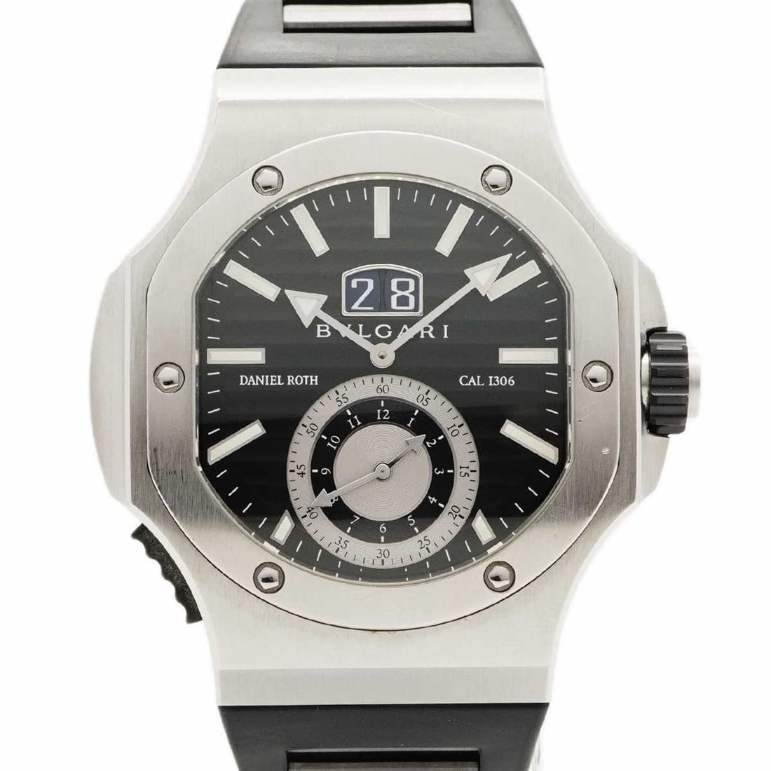 Bulgari Daniel Roth Chronosprint BRE56BSLDCHS Black Dial Men's Watch: --- Catalog ---Category: SizeWrist Size: 20cm / 7.87''Case Diameter: 50.6mm / 1.99''Category: DesignType: WristwatchGender: MenColor (Dial): BlackMaterial (Band): RubberCategory: GeneralMPN: BRE56BSLD