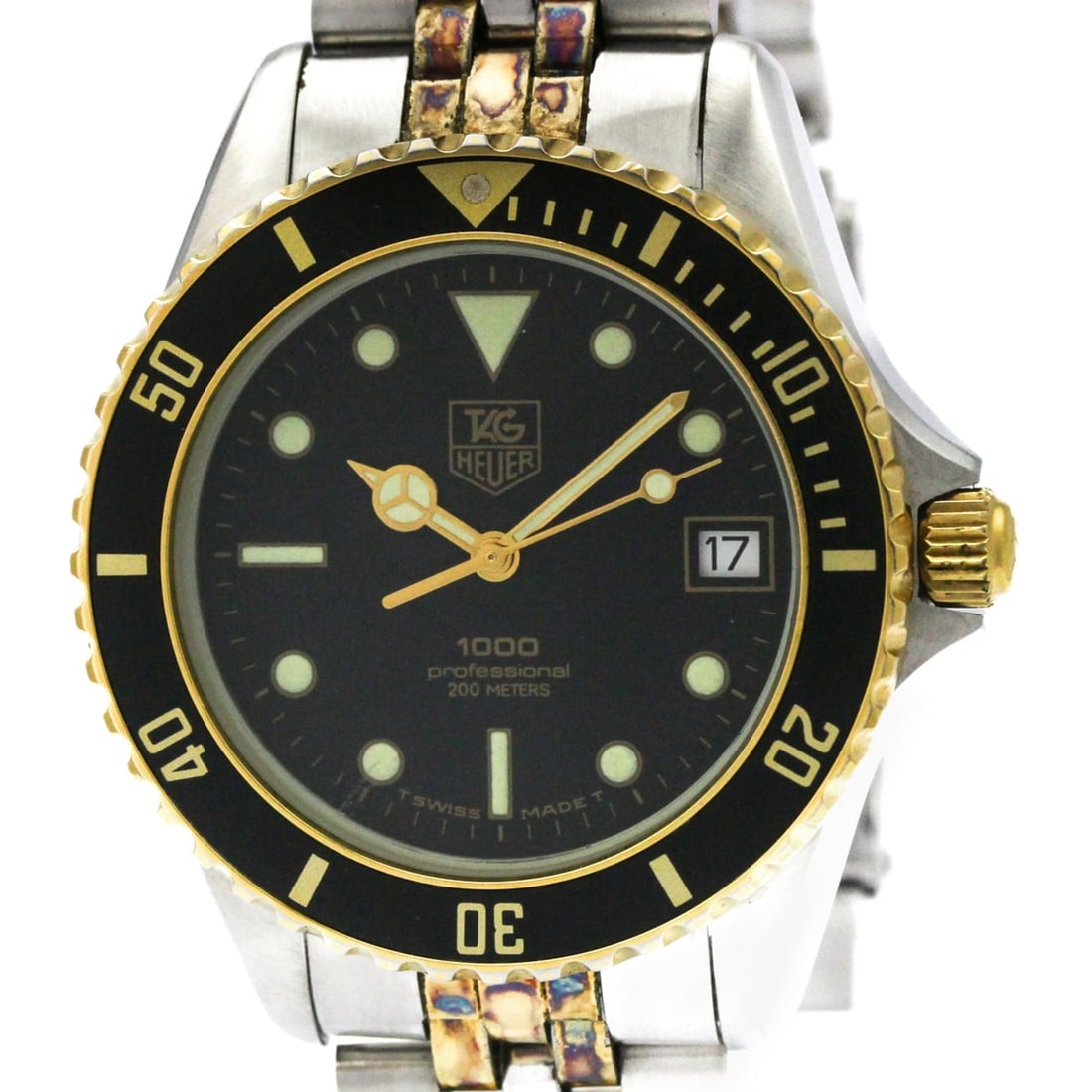 TAG HEUER 1000 Professional Gold Plated Steel Watch 980.020: --- Catalog ---Category: SizeCase Diameter: 37mm / 1.46''Category: DesignType: WristwatchStyle: SportGender: MenColor (Dial): BlackMaterial (Band): Gold plated, Stainless steelMaterial (Case): Gold pl