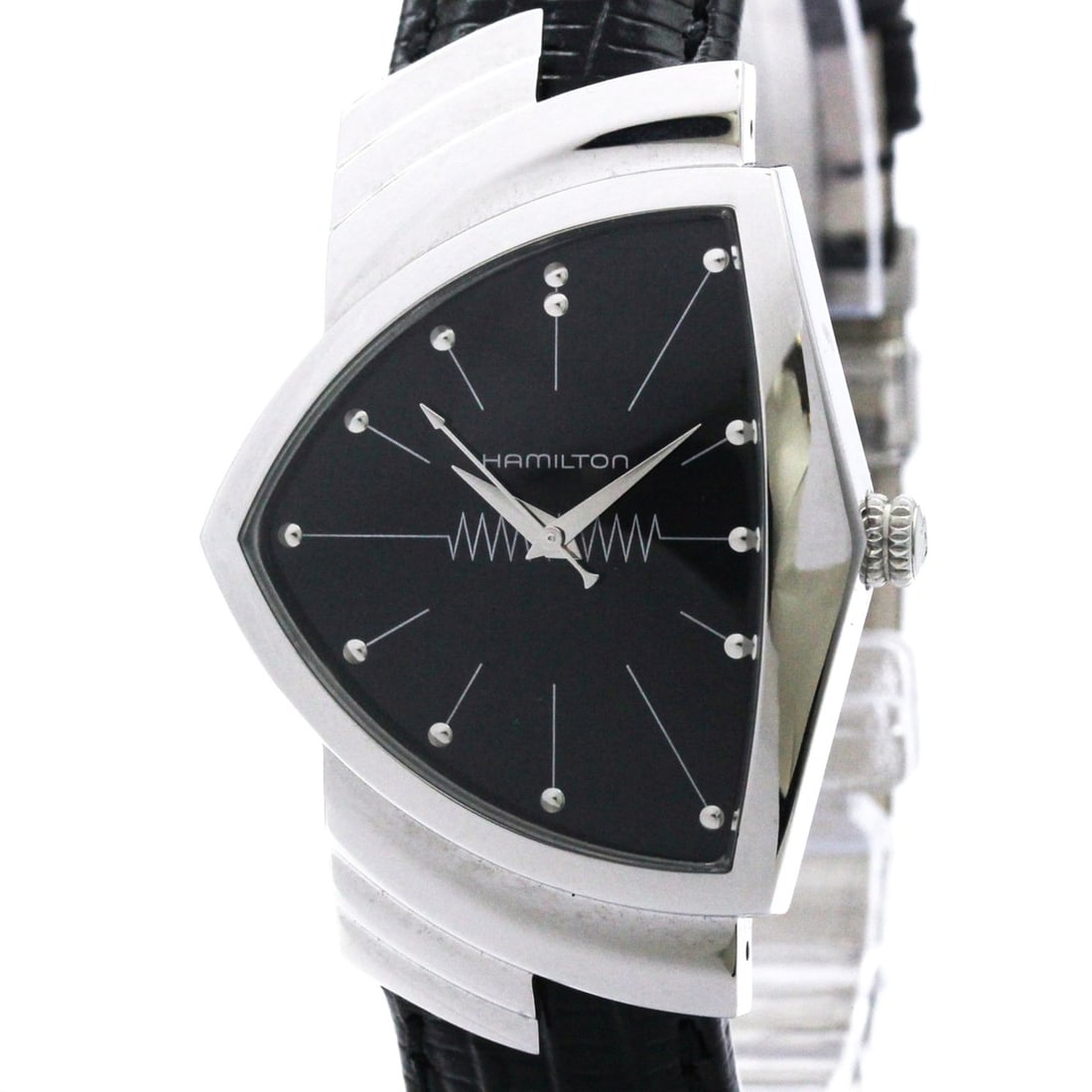 HAMILTON Ventura Stainless Steel Leather Quartz Mens Watch H244112 Polished: --- Catalog ---Category: SizeCase Diameter: 32mm / 1.26''Category: DesignType: WristwatchStyle: Dress/FormalGender: MenColor (Dial): BlackMaterial (Band): LeatherMaterial (Case): Stainless steelCatego