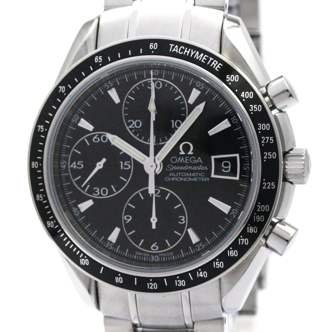 OMEGA Speedmaster Date Steel Automatic Mens Watch 3210.50 Polished: --- Catalog ---Category: SizeCase Diameter: 39mm / 1.54''Category: DesignType: WristwatchStyle: SportGender: MenColor (Dial): BlackMaterial (Band): Stainless steelMaterial (Case): Stainless steelCateg