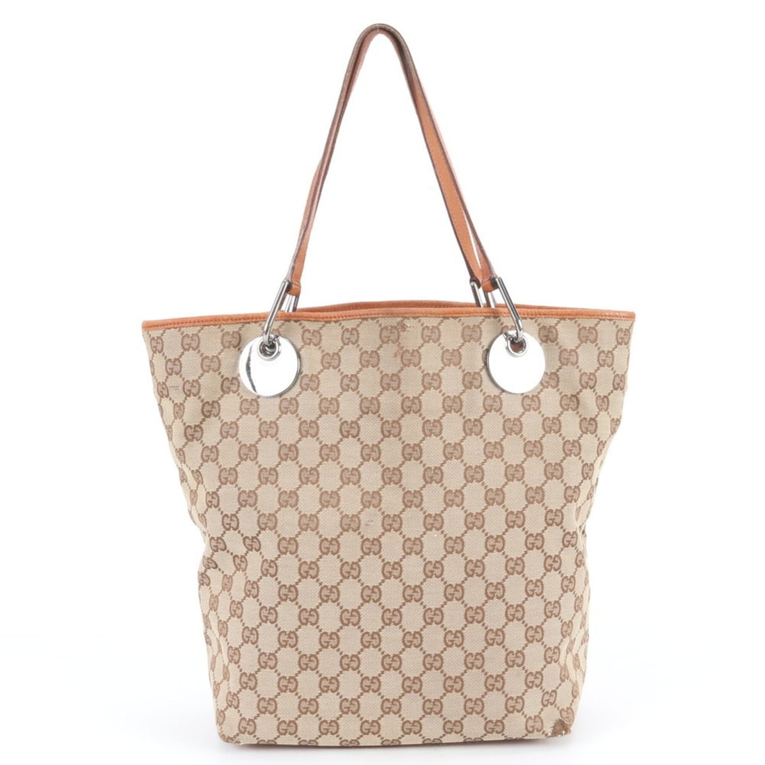 Gucci GG Canvas Eclipse 120836 Leather Tote Bag, Handbag, Shoulder Women's: --- Catalog ---Category: SizeSize (HxWxD): 31cm x 24cm x 11cm / 12.2'' x 9.44'' x 4.33''Handle Length: 45cm / 17.71''Category: DesignType: Handbag, Tote bagColor: Beige, BrownGender: WomenMaterial: Le