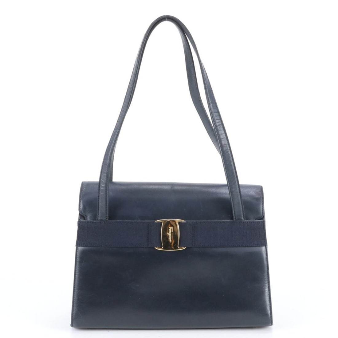 Salvatore Ferragamo Vara Leather Shoulder Bag, Tote Handbag, Navy Blue, Women's: --- Catalog ---Category: SizeSize (HxWxD): 19cm x 30cm x 11cm / 7.48'' x 11.81'' x 4.33''Strap Length: 64cm / 25.19''Category: DesignType: Handbag, Shoulder bag, Tote bagColor: NavyGender: WomenMateri