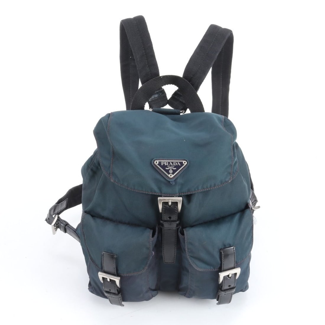 Prada Tessuto Nylon Triangle Logo Leather Backpack Rucksack Shoulder Bag for Women: --- Catalog ---Category: SizeSize (HxWxD): 25cm x 23cm x 12cm / 9.84'' x 9.05'' x 4.72''Strap Length: 72cm / 28.34''Handle Length: 20cm / 7.87''Category: DesignType: BackpackColor: GreenGender: WomenM