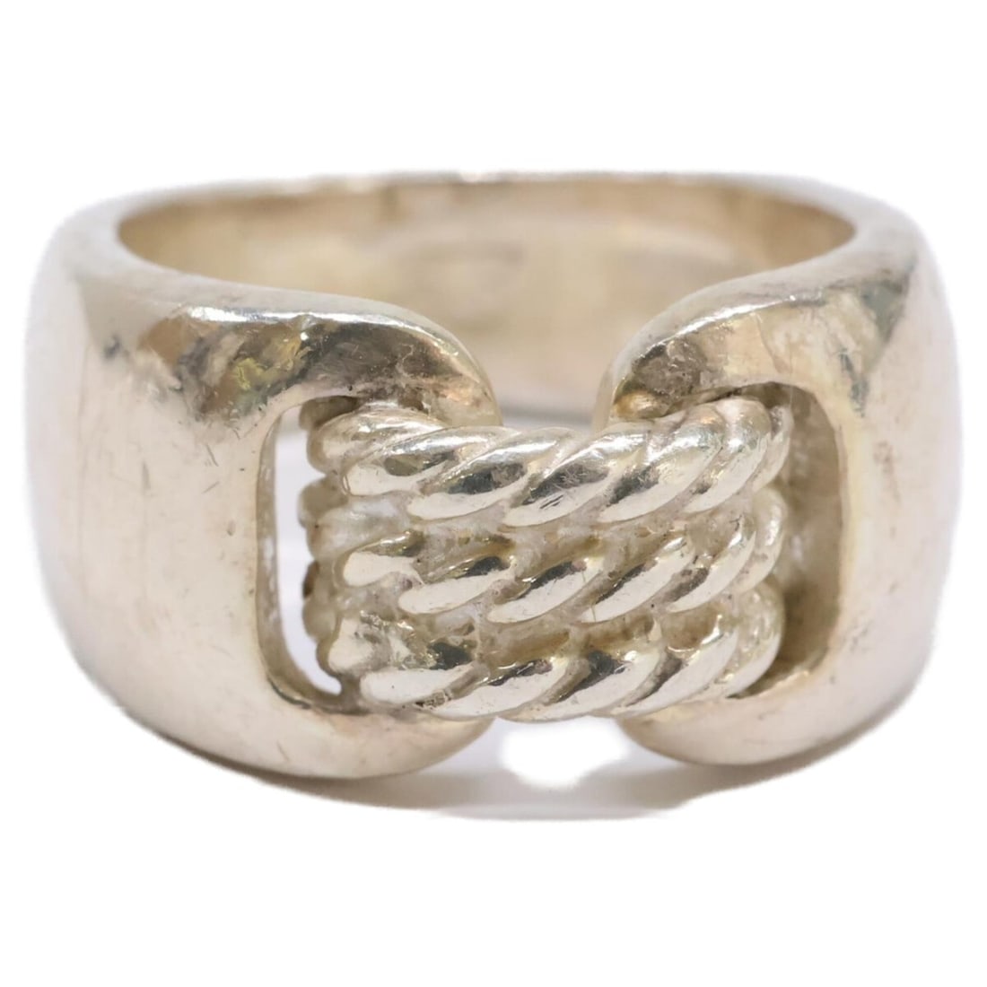 HERMES Hermes Chlorois Ring, Sterling Silver 925 Size 53, Silver, Men's (1 of 8)