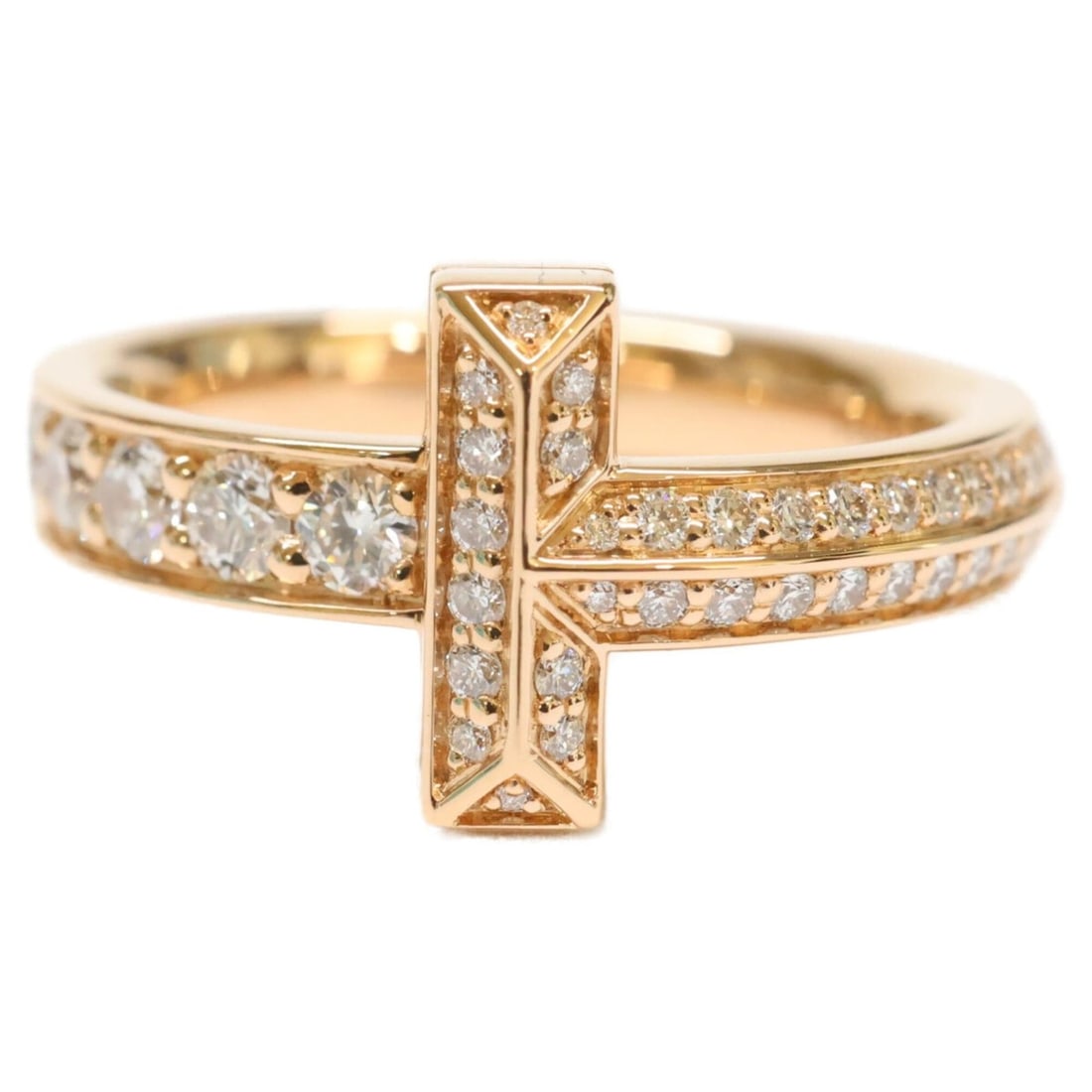 TIFFANY&Co. Tiffany & Co. Refurbished 750 0.45ct Pave Diamond T One Narrow Ring, Rose Gold, Women's: --- Catalog ---Category: SizeJP Size: 8US Size: 4.5Category: DesignType: Band ringColor: Rose goldGender: WomenMaterial: Rose gold (18K)Category: GeneralBrand: Tiffany--- Item List ---Section: Conditi