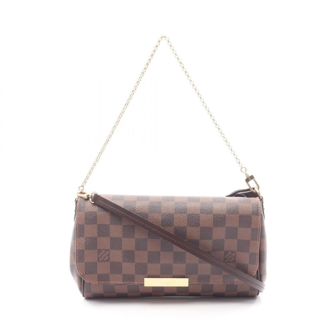 Louis Vuitton Favorite MM 2-Way Handbag, Coated Canvas and Leather, Damier Pattern, Women's, Brown,: --- Catalog ---Category: SizeSize (HxWxD): 16cm x 24cm x 4.5cm / 6.29'' x 9.44'' x 1.77''Category: DesignType: HandbagColor: Brown, Damier CanvasGender: WomenMaterial: Coated canvas , Leather Category