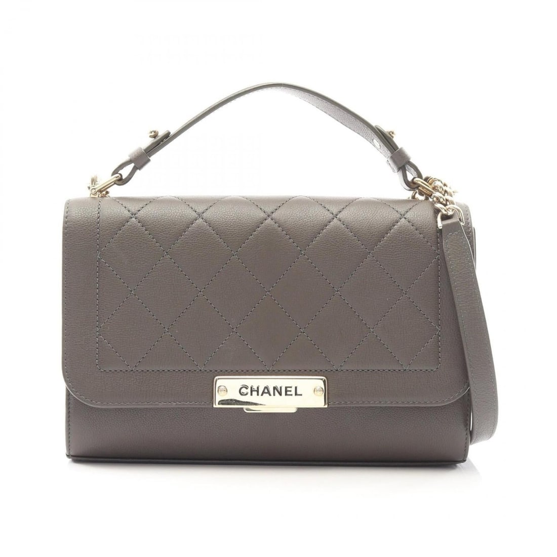 Chanel Matelassé 2-Way Shoulder Bag/Handbag, Caviar Leather (Grained Calfskin), Women's, Khaki: --- Catalog ---Category: SizeSize (HxWxD): 17cm x 25cm x 27cm / 6.69'' x 9.84'' x 10.62''Category: DesignType: Handbag, Shoulder bagColor: KhakiGender: WomenMaterial: Grained Calfskin Category: Genera