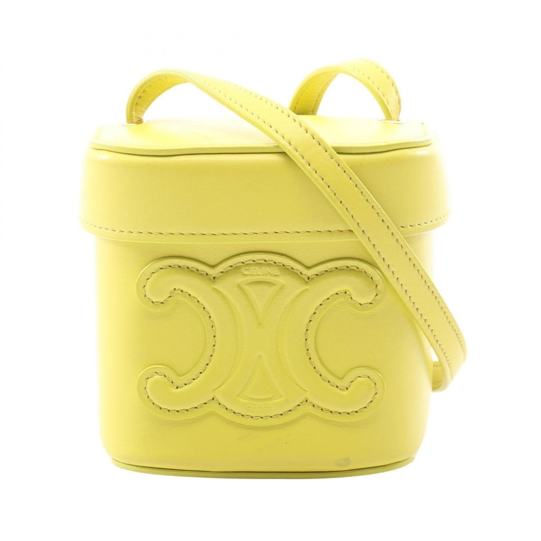 Celine Cuile Triomphe Small Box Shoulder Bag Handbag Leather Women's Yellow 199263DU3: --- Catalog ---Category: SizeSize (HxWxD): 11cm x 11cm x 11cm / 4.33'' x 4.33'' x 4.33''Category: DesignType: Handbag, Shoulder bagColor: YellowGender: WomenMaterial: Leather Category: GeneralMPN: 199