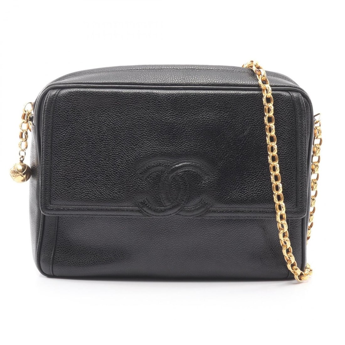 Chanel Coco Mark Shoulder Bag/Handbag, Calfskin Leather, Women's, Black: --- Catalog ---Category: SizeSize (HxWxD): 20cm x 27cm x 7.5cm / 7.87'' x 10.62'' x 2.95''Category: DesignType: Handbag, Shoulder bagColor: BlackGender: WomenMaterial: Leather Leather/Fur Type: Calfsk