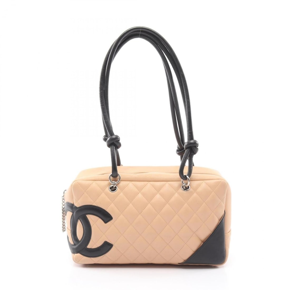Chanel Cambon Line Bowling Bag Shoulder Handbag Leather Women's Beige/Black A25171: --- Catalog ---Category: SizeSize (HxWxD): 16cm x 27.5cm x 10cm / 6.29'' x 10.82'' x 3.93''Category: DesignType: Handbag, Shoulder bagColor: Beige, BlackGender: WomenMaterial: Leather Category: Genera