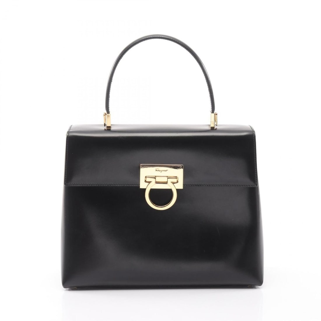 Salvatore Ferragamo Gancini Handbag, Leather, Women's, Black, 21 0290: --- Catalog ---Category: SizeSize (HxWxD): 20cm x 26cm x 10cm / 7.87'' x 10.23'' x 3.93''Category: DesignType: HandbagColor: BlackGender: WomenMaterial: Leather Category: GeneralMPN: 21 0290Brand: Sal