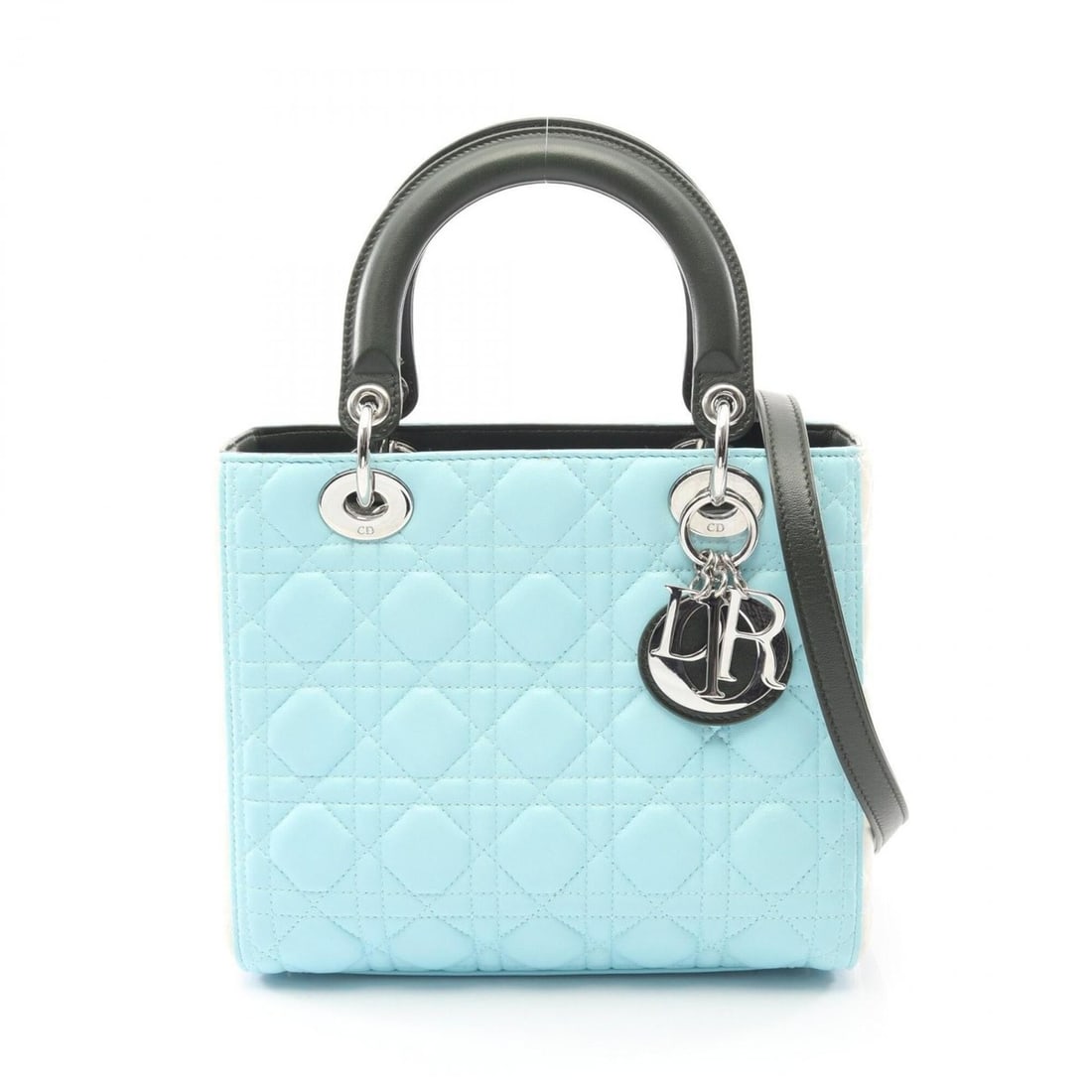 Christian Dior Dior LADY DIOR Cannage 2-Way Handbag, Leather, Women's, Blue, Green, White (1 of 13)