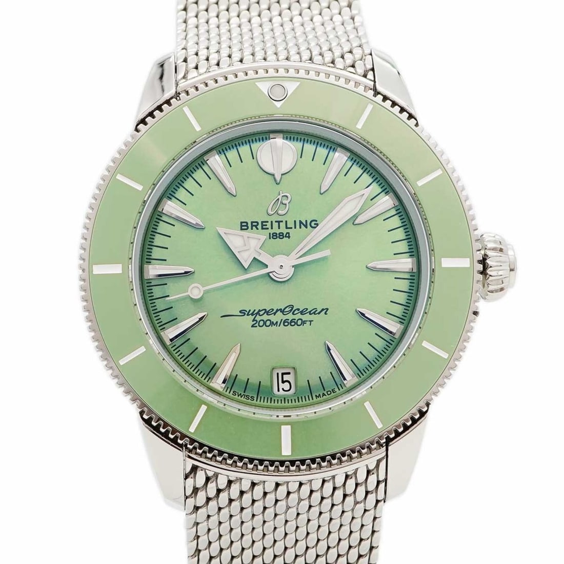 Breitling Superocean A10390 Green Dial Watch (Men's & Women's): --- Catalog ---Category: SizeWrist Size: 16cm / 6.29''Case Diameter: 36mm / 1.42''Category: DesignType: WristwatchGender: Men,WomenColor (Dial): GreenMaterial (Band): Stainless steelCategory: GeneralM