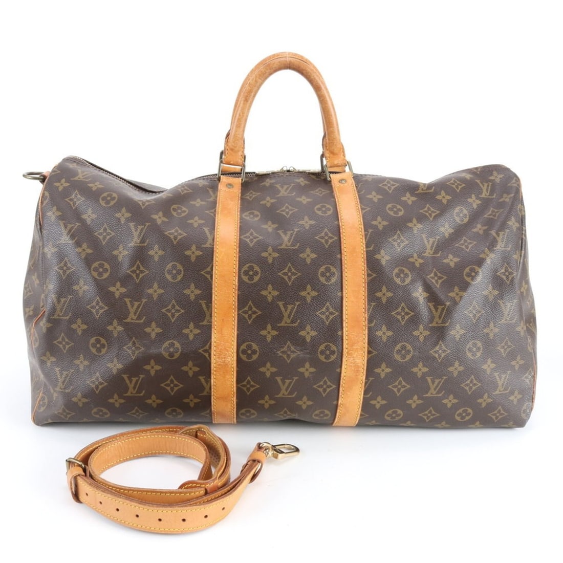 Louis Vuitton Monogram Keepall Bandoulière 55 M41414 Leather 2-Way Boston Handbag Crossbody: --- Catalog ---Category: SizeSize (HxWxD): 29cm x 56cm x 25cm / 11.41'' x 22.04'' x 9.84''Strap Length: 102cm / 40.15''Handle Length: 33cm / 12.99''Category: DesignType: Boston bagColor: BrownGender: 