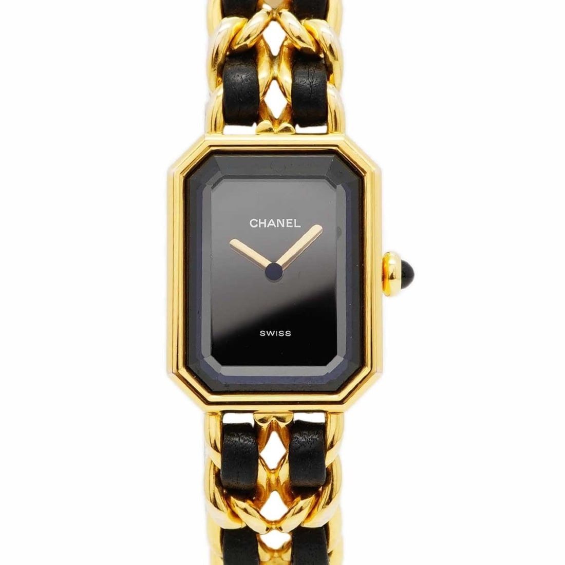Chanel Première L H0001 Black Dial Women's Watch: --- Catalog ---Category: SizeWrist Size: 16cm / 6.29''Case Diameter: 20.1mm / 0.79''Category: DesignType: WristwatchGender: WomenColor (Dial): BlackMaterial (Band): Gold plated, LeatherCategory: Gener