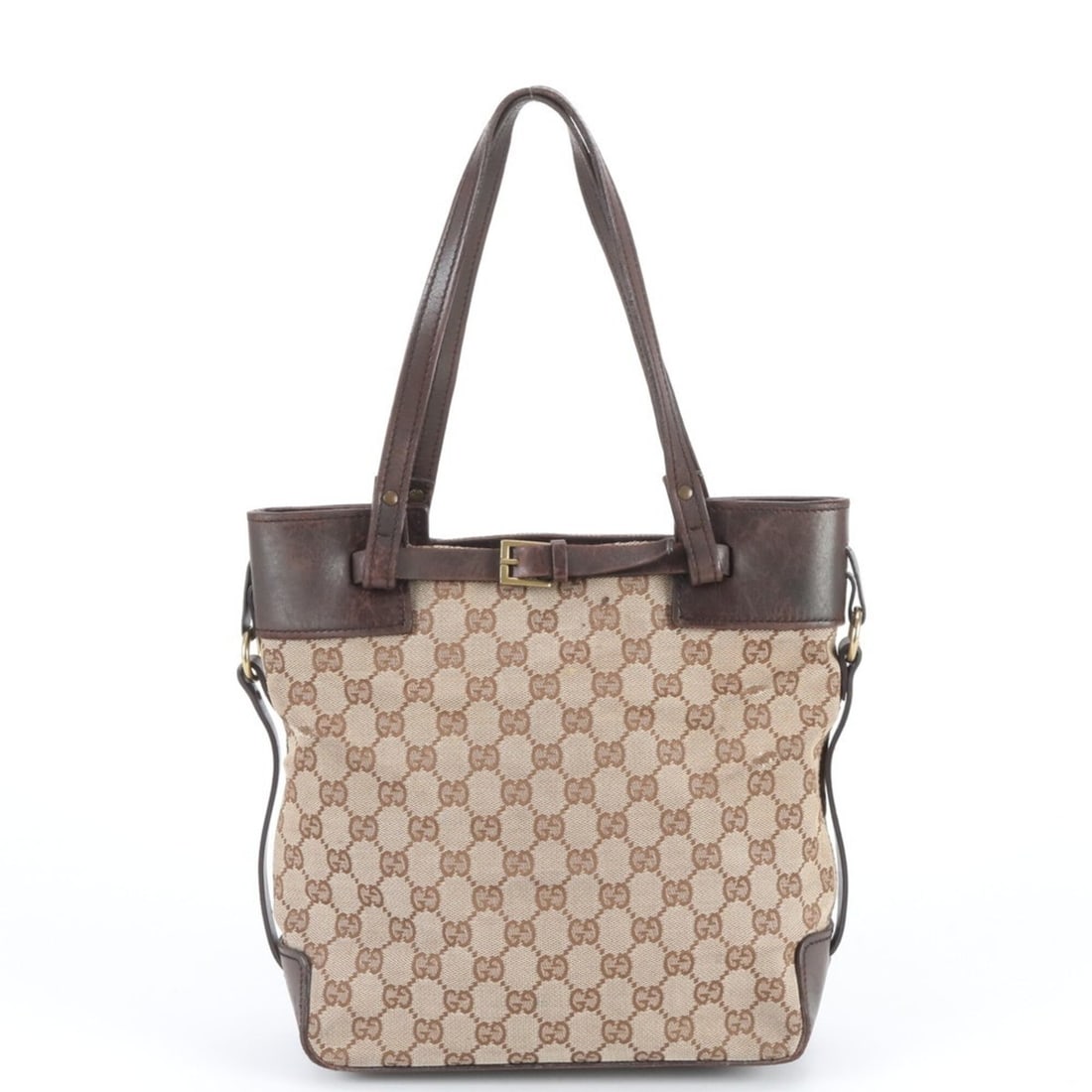 Gucci GG Canvas 107757 Leather Tote Bag, Handbag, Shoulder Brown, Women's: --- Catalog ---Category: SizeSize (HxWxD): 26cm x 24cm x 10cm / 10.23'' x 9.44'' x 3.93''Strap Length: 50cm / 19.68''Category: DesignType: Handbag, Tote bagColor: BrownGender: WomenMaterial: Leather ,
