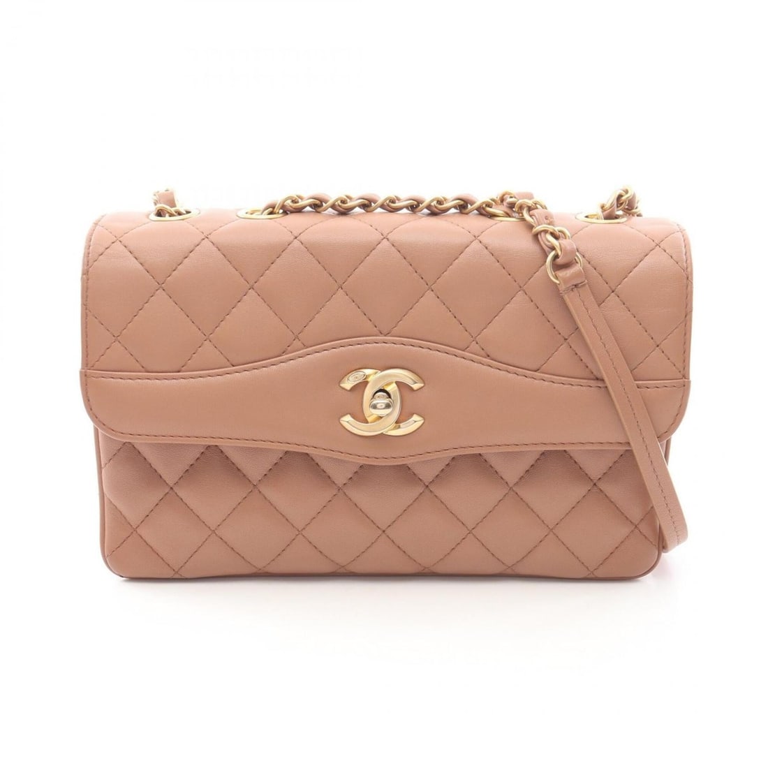 Chanel Matelassé Shoulder Bag/Handbag, Lambskin Leather, Women's, Pink: --- Catalog ---Category: SizeSize (HxWxD): 15cm x 24cm / 5.9'' x 9.44''Category: DesignType: Handbag, Shoulder bagColor: PinkGender: WomenMaterial: Leather Leather/Fur Type: LambskinCategory: GeneralB