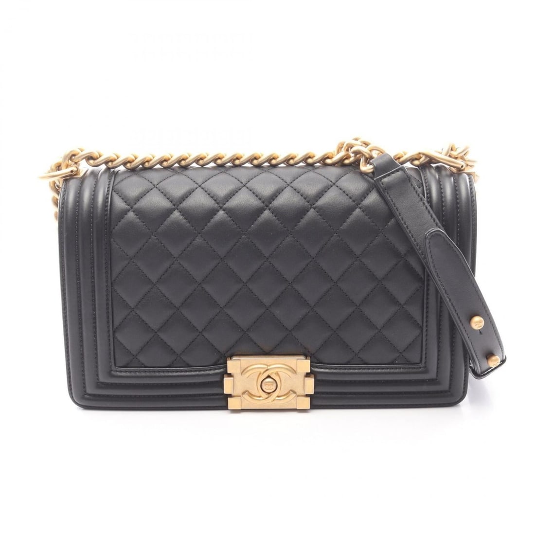 Chanel Boy Shoulder Bag/Handbag, Lambskin Leather, Women's, Black, A67086: --- Catalog ---Category: SizeSize (HxWxD): 14.5cm x 25cm x 7cm / 5.7'' x 9.84'' x 2.75''Category: DesignType: Handbag, Shoulder bagColor: BlackGender: WomenMaterial: Leather Leather/Fur Type: Lambskin