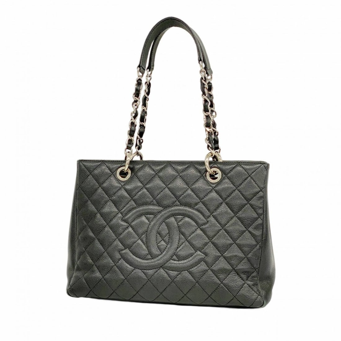 Chanel Tote Bag, Chain Tote, Matelassé Caviar Leather, Black, Women's: --- Catalog ---Category: SizeSize (HxWxD): 25cm x 34cm x 13cm / 9.84'' x 13.38'' x 5.11''Category: DesignType: Tote bagColor: BlackGender: WomenMaterial: Grained Calfskin Hardware Color: SilverCategor