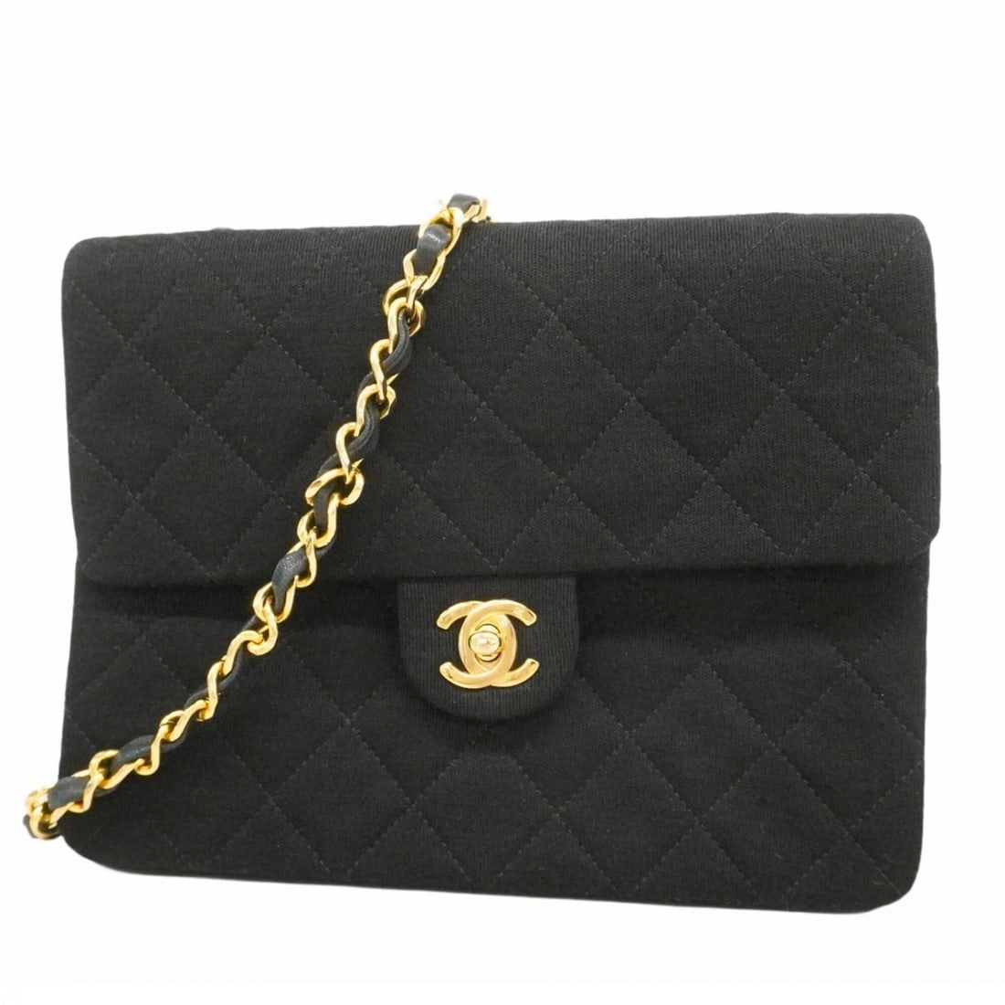 Chanel Mini Matelassé Chain Shoulder Bag, Lambskin and Cotton, Black, Women's: --- Catalog ---Category: SizeSize (HxWxD): 14.5cm x 20cm x 6.5cm / 5.7'' x 7.87'' x 2.55''Category: DesignType: Shoulder bagColor: BlackGender: WomenMaterial: Leather , Cotton Hardware Color: GoldLeat