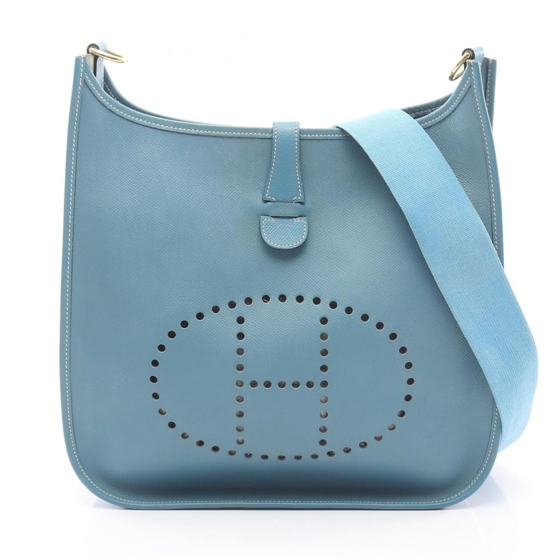 Hermes Evelyne 1 GM Shoulder Bag Handbag Leather Courchevel Women's Blue: --- Catalog ---Category: SizeSize (HxWxD): 31cm x 31cm x 7cm / 12.2'' x 12.2'' x 2.75''Category: DesignType: Handbag, Shoulder bagColor: BlueGender: WomenMaterial: Courchevel leather , Leather Categor